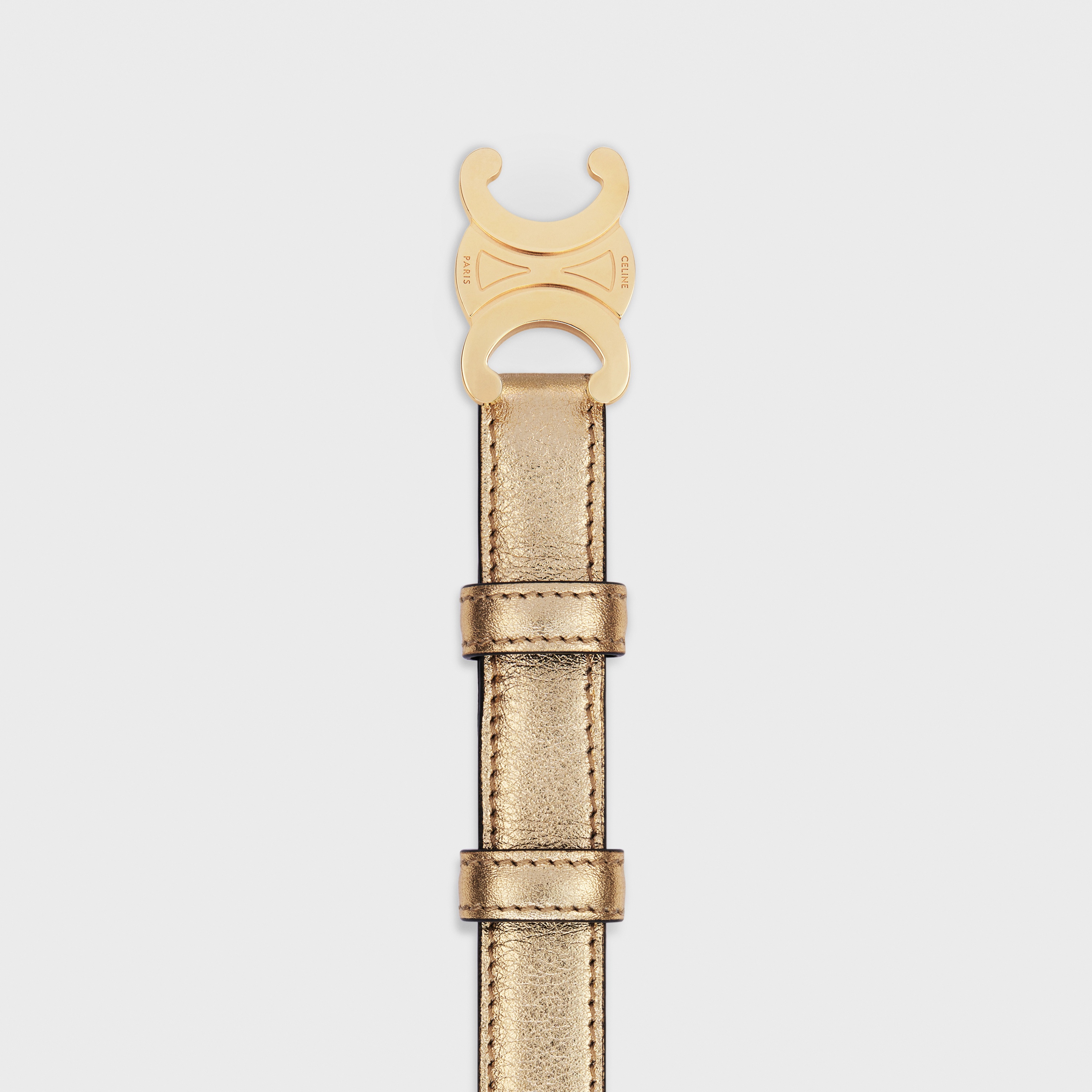 Small Triomphe Belt in LAMINATED CALFSKIN - 2