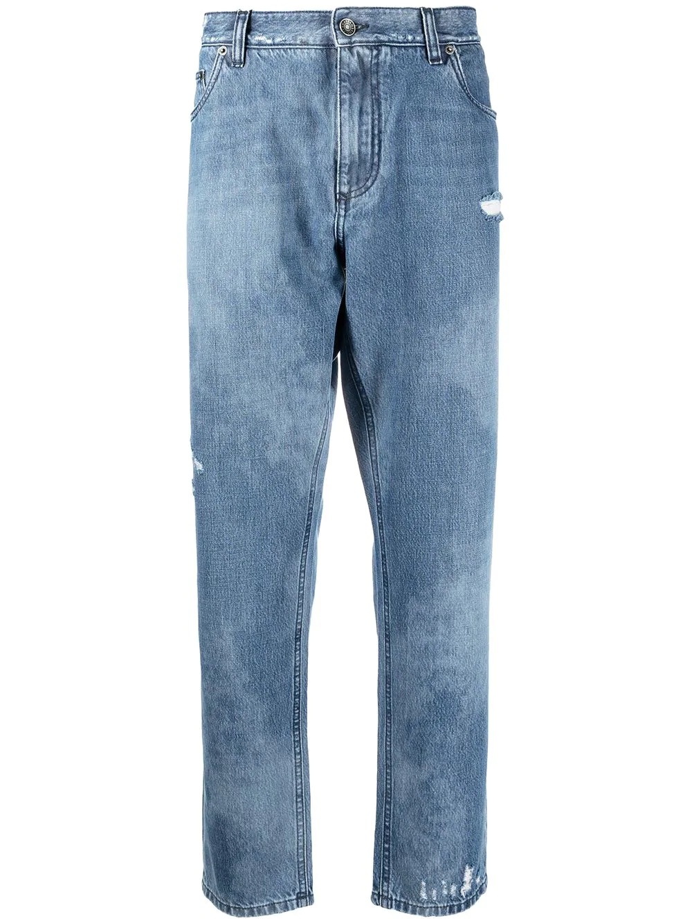 bleached effect cropped jeans - 1