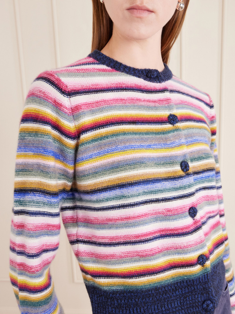 Kandria Cropped Striped Cashmere Cardigan 5