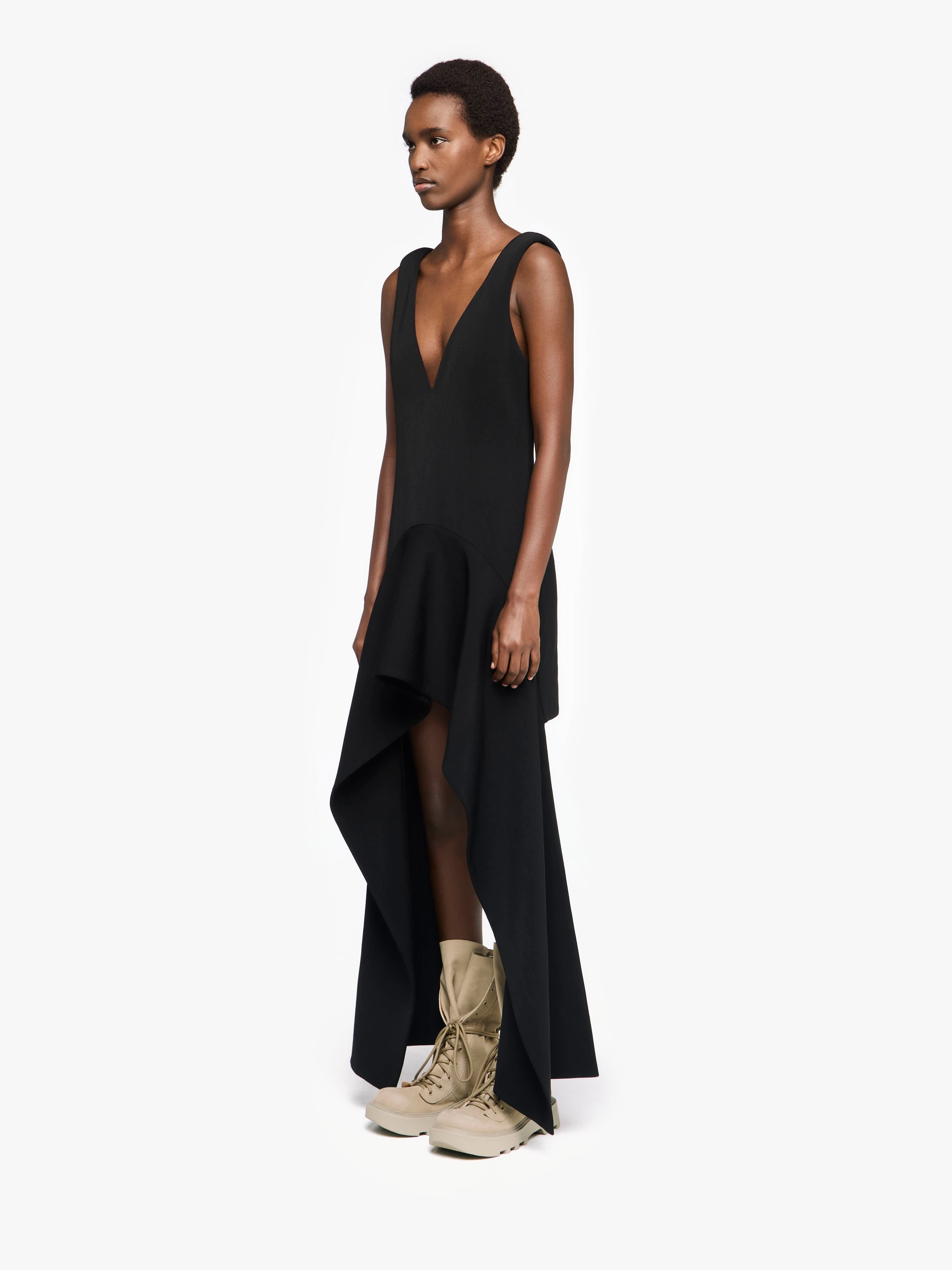 V-NECK DRAPED MINI DRESS - 4