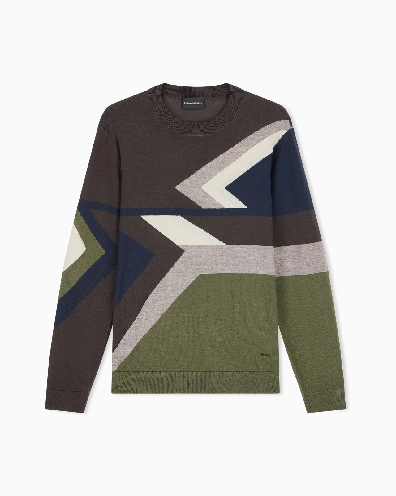VIRGIN WOOL SWEATER WITH SMOOTH INLAY - 1