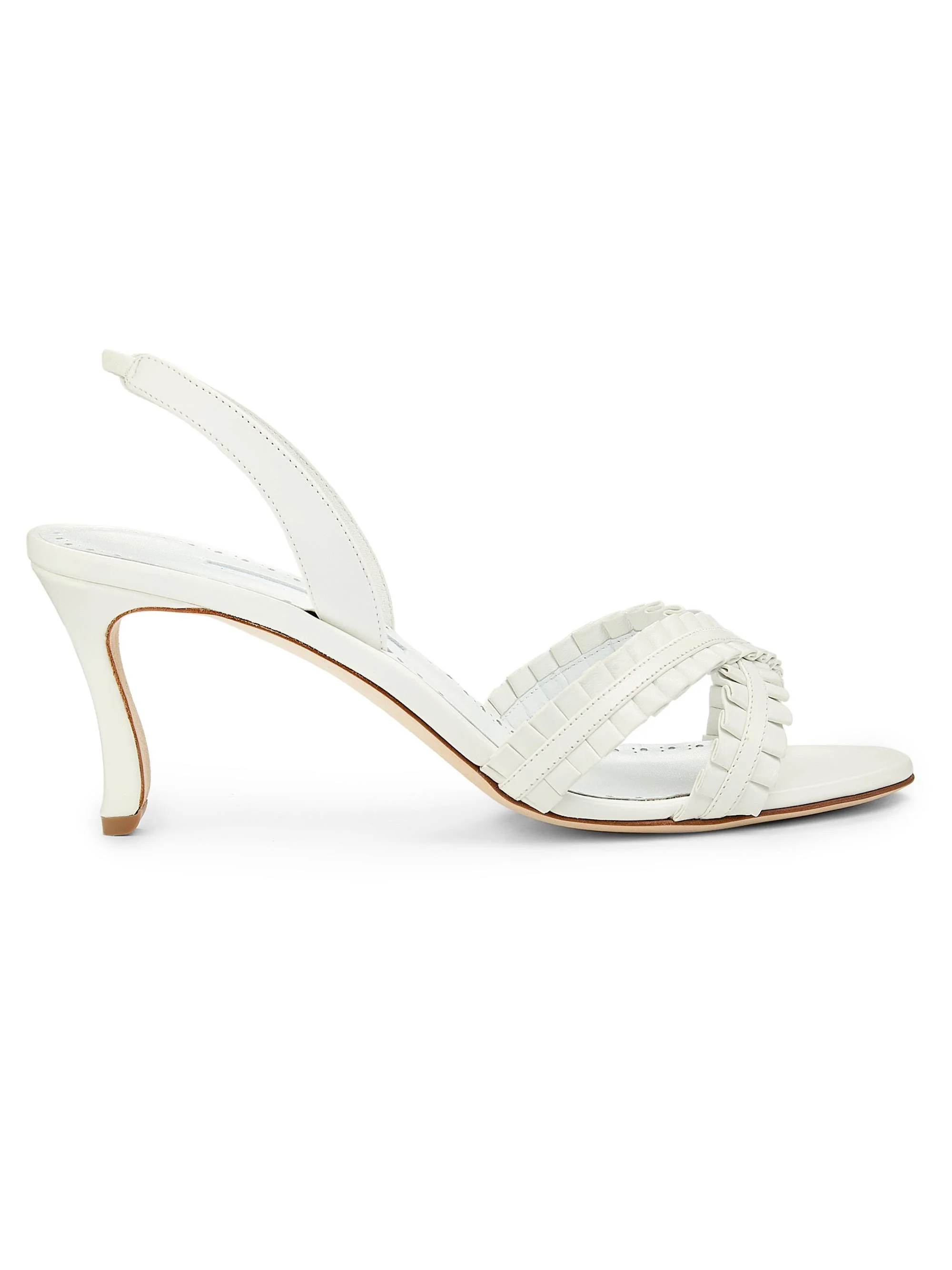 Women's Volusan 70MM Leather Slanted-Heel Sandals - White - 1