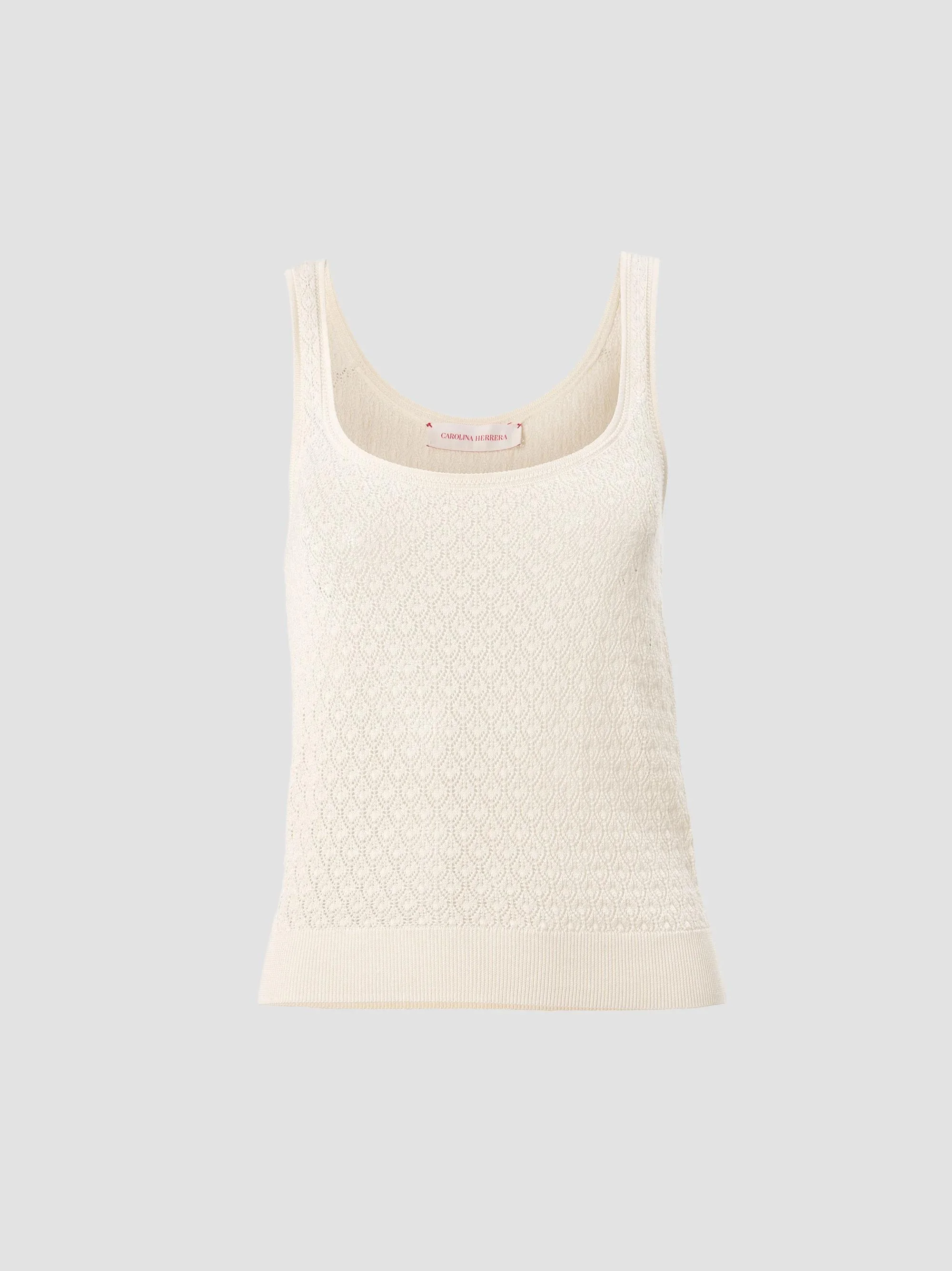 Women's Pointelle-Knit Scoopneck Tank - Pearl - 1