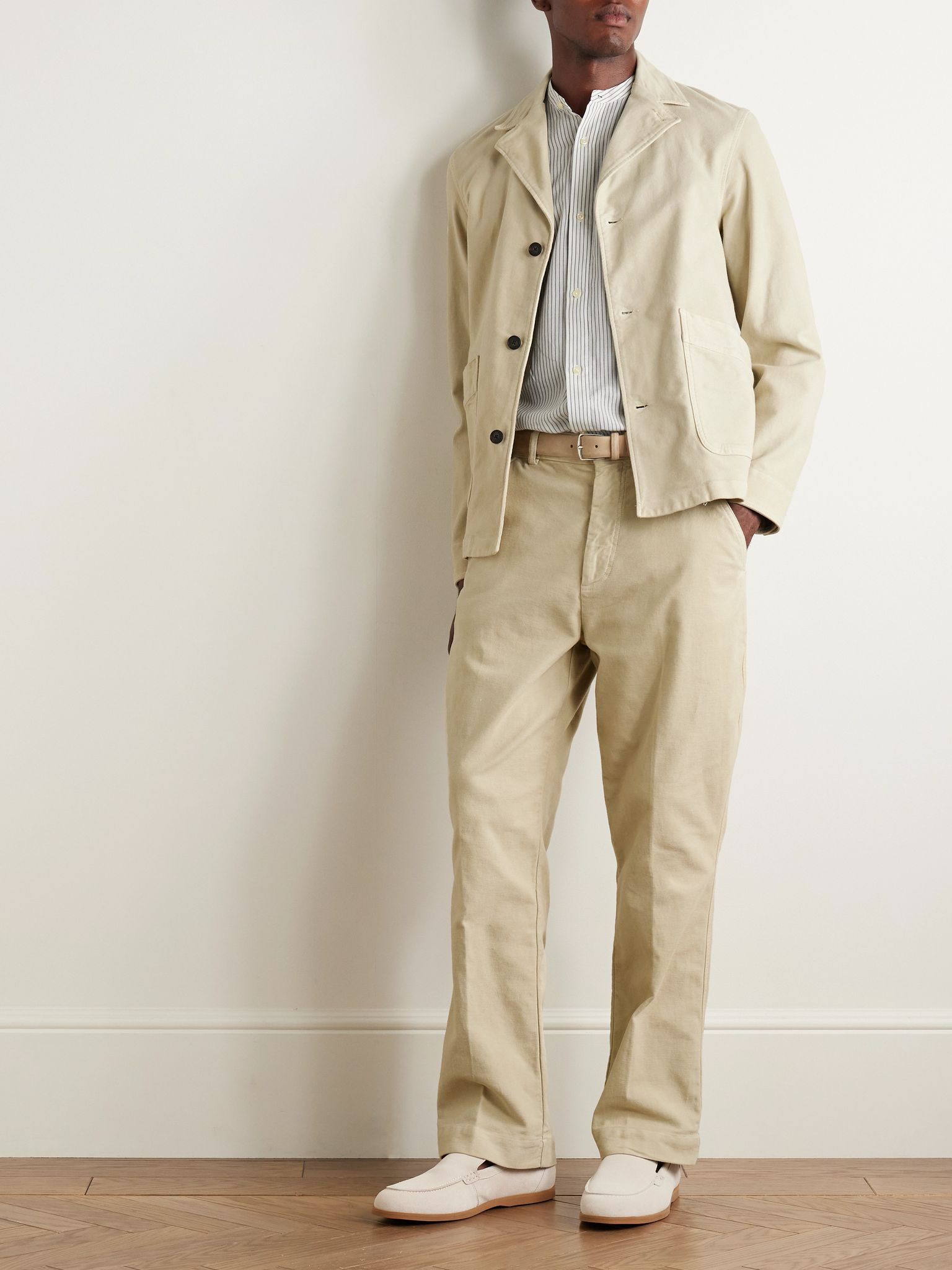 Gali Grandad-Collar Striped Cotton-Voile Shirt White - 2