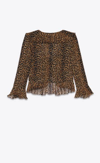 SAINT LAURENT ruffled blouse in leopard-print wool outlook