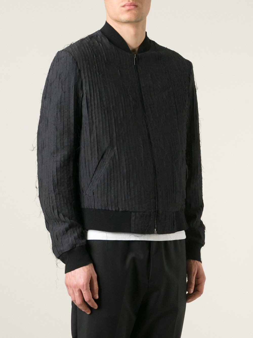 striped panel bomber jacket - 3