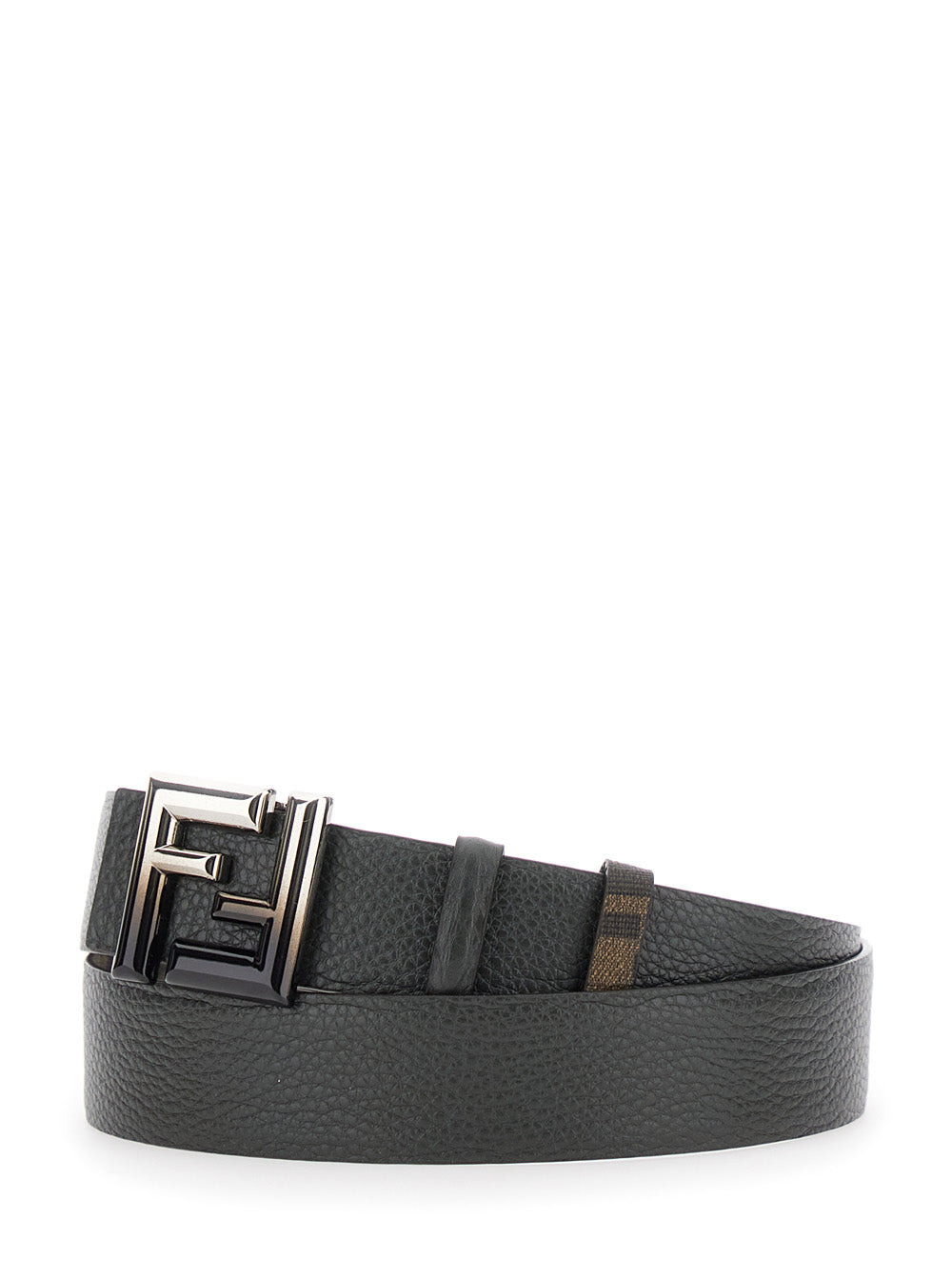 Fendi Men 'Rounde' Green Reversible Belt With Ff Logo Buckle In Leather Man - 2