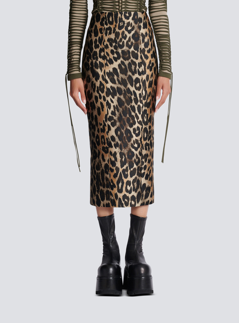 Leopard jacquard pencil skirt 5