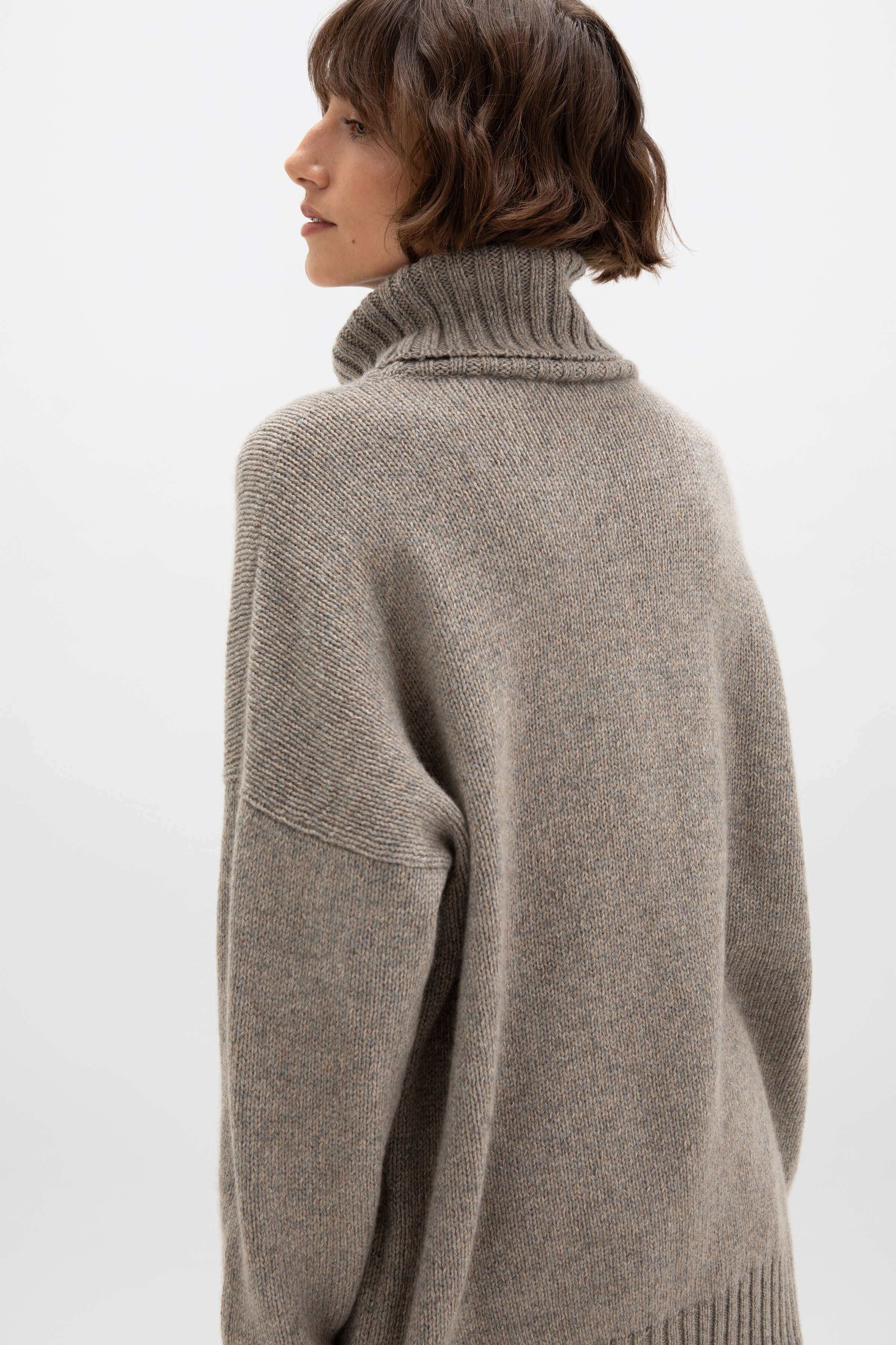 Cashmere Marl Grey Roll Neck Jumper - 4