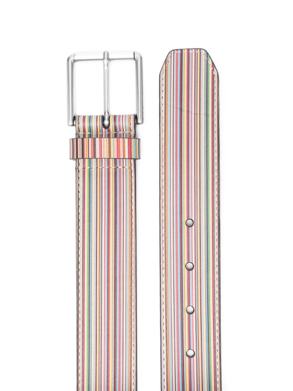 striped leather belt - 2