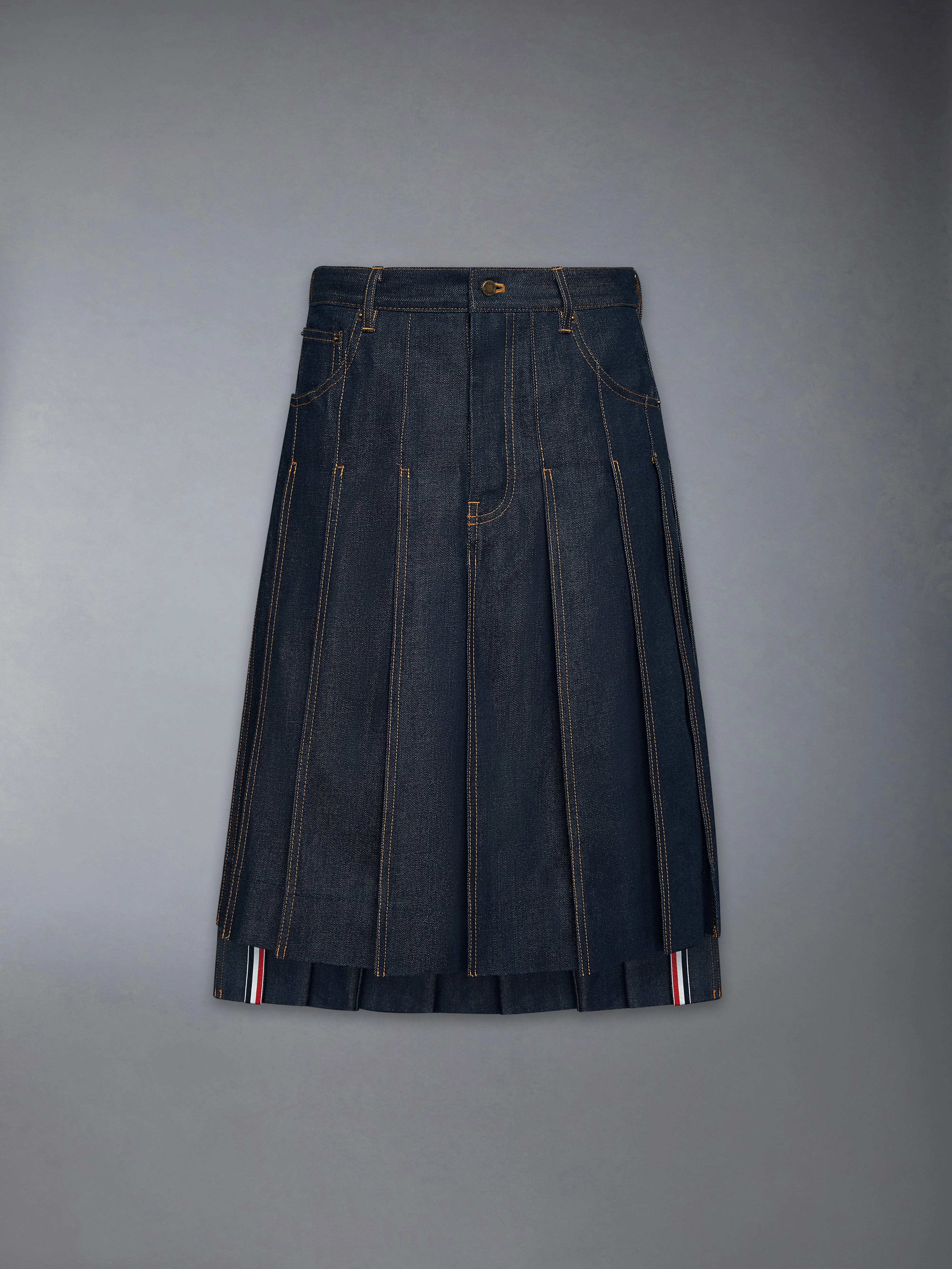 SELVEDGE DENIM 5-POCKET PLEATED SKIRT - 1