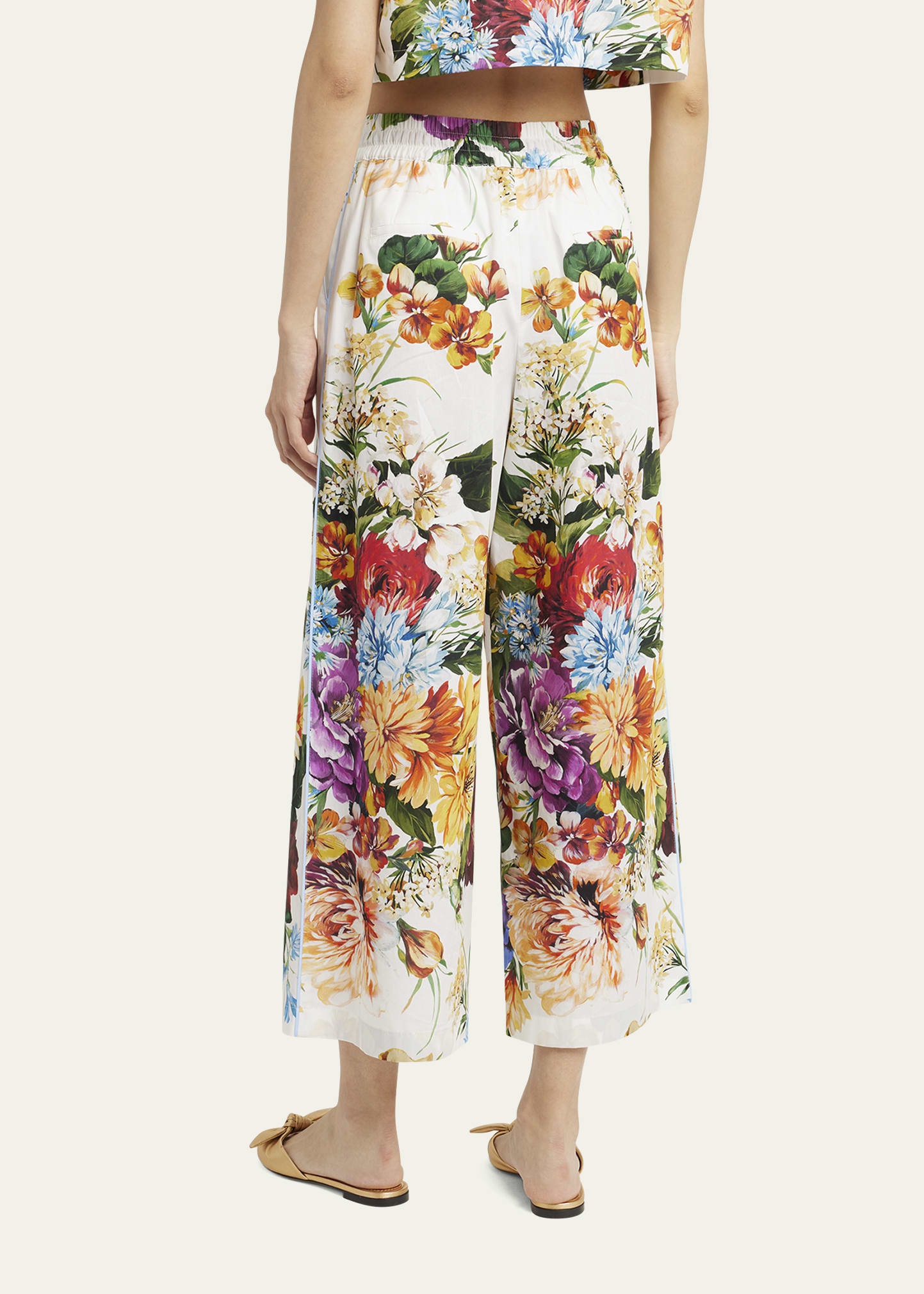 Floral Popline Straight-Leg Ankle Pull-On Pants - 3