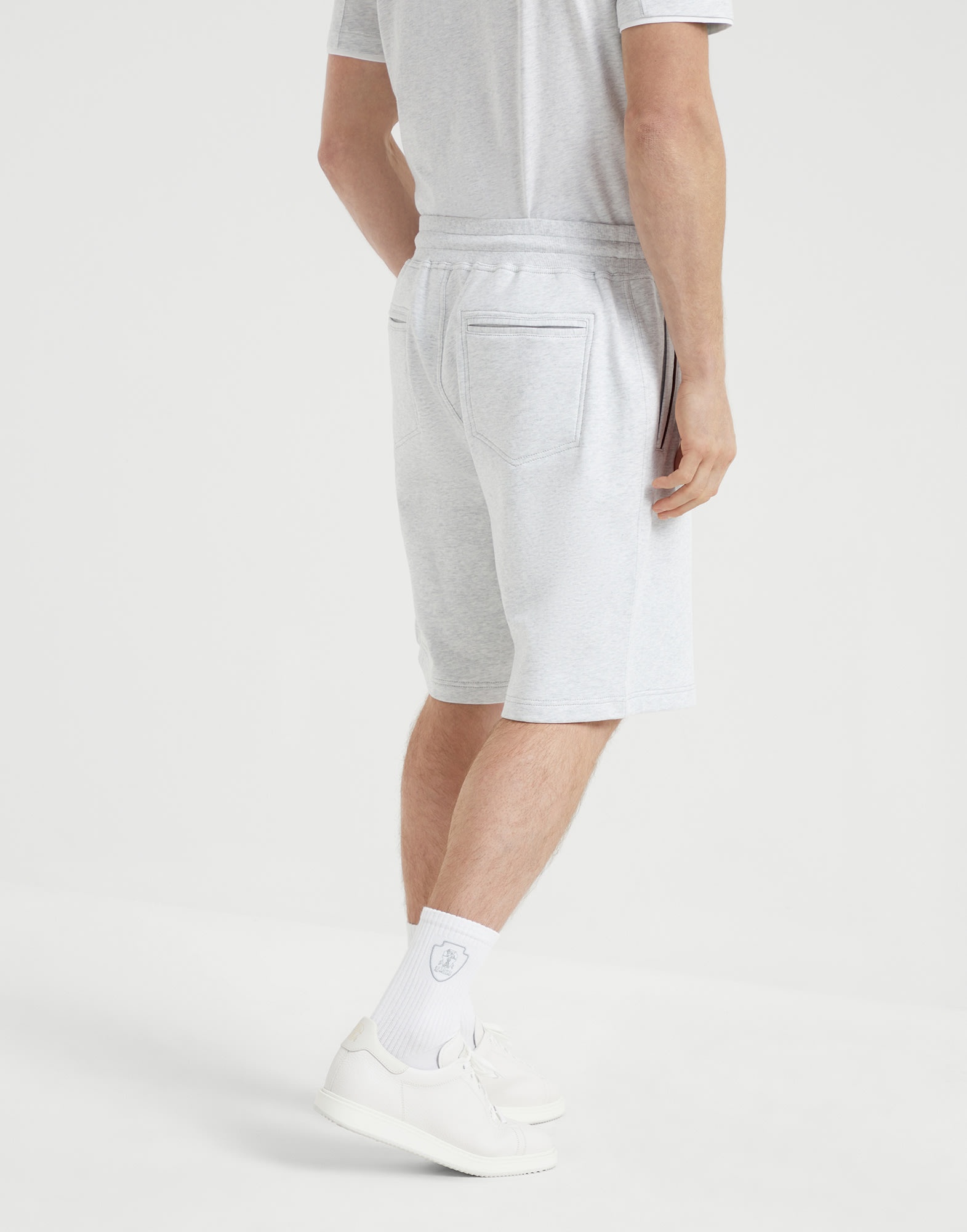 Techno cotton French terry shorts with piping - 2