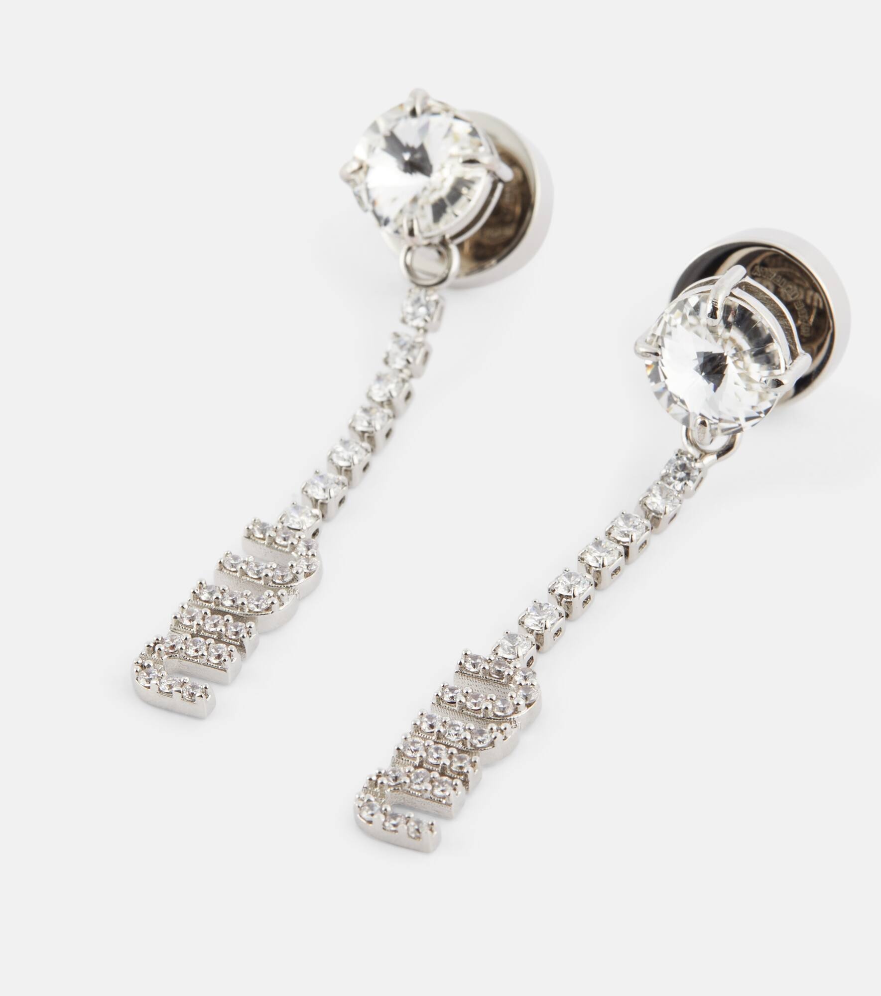 Logo crystal-embellished earrings - 4