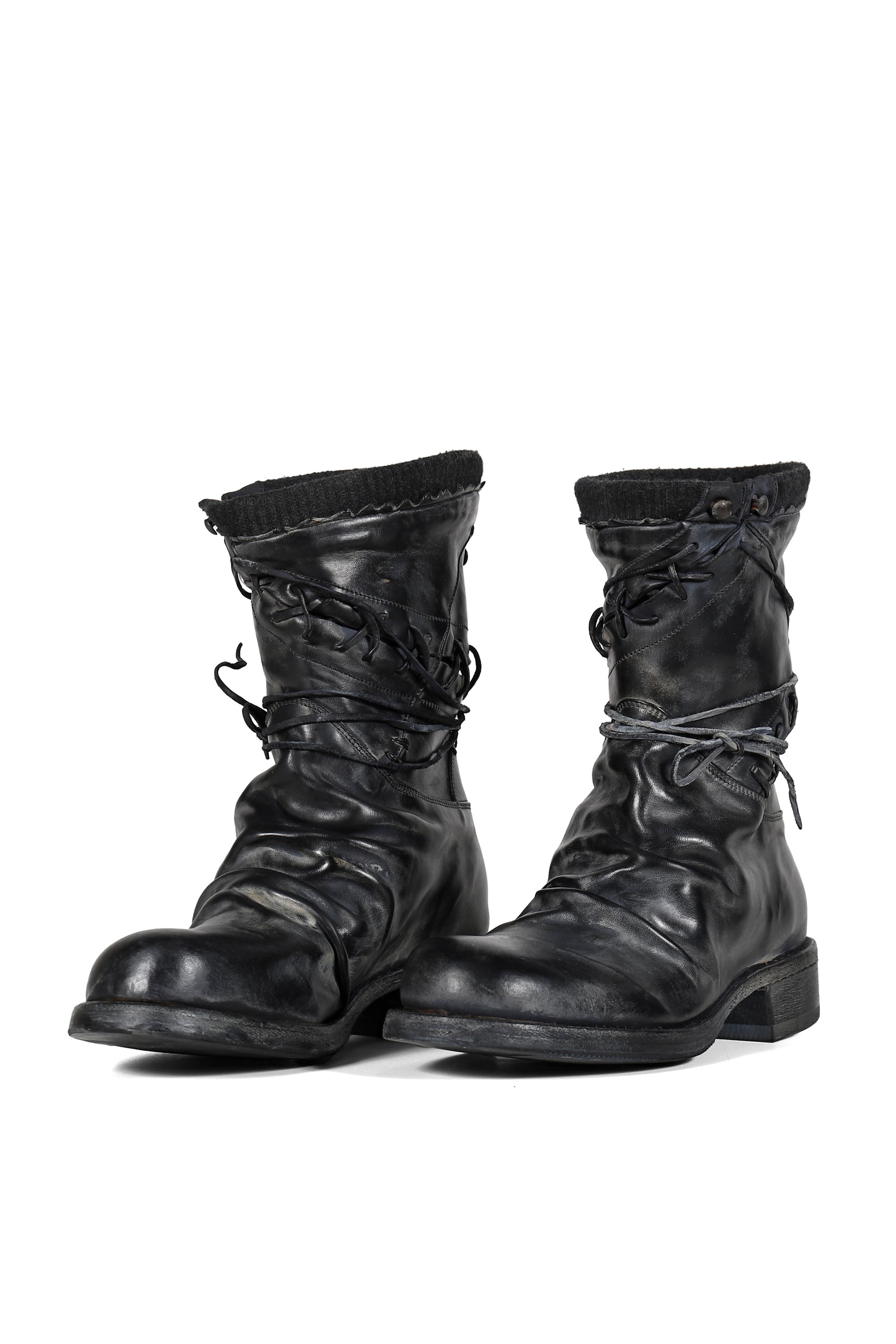 LEATHER BOXING COMBAT BOOT / BLK - 5