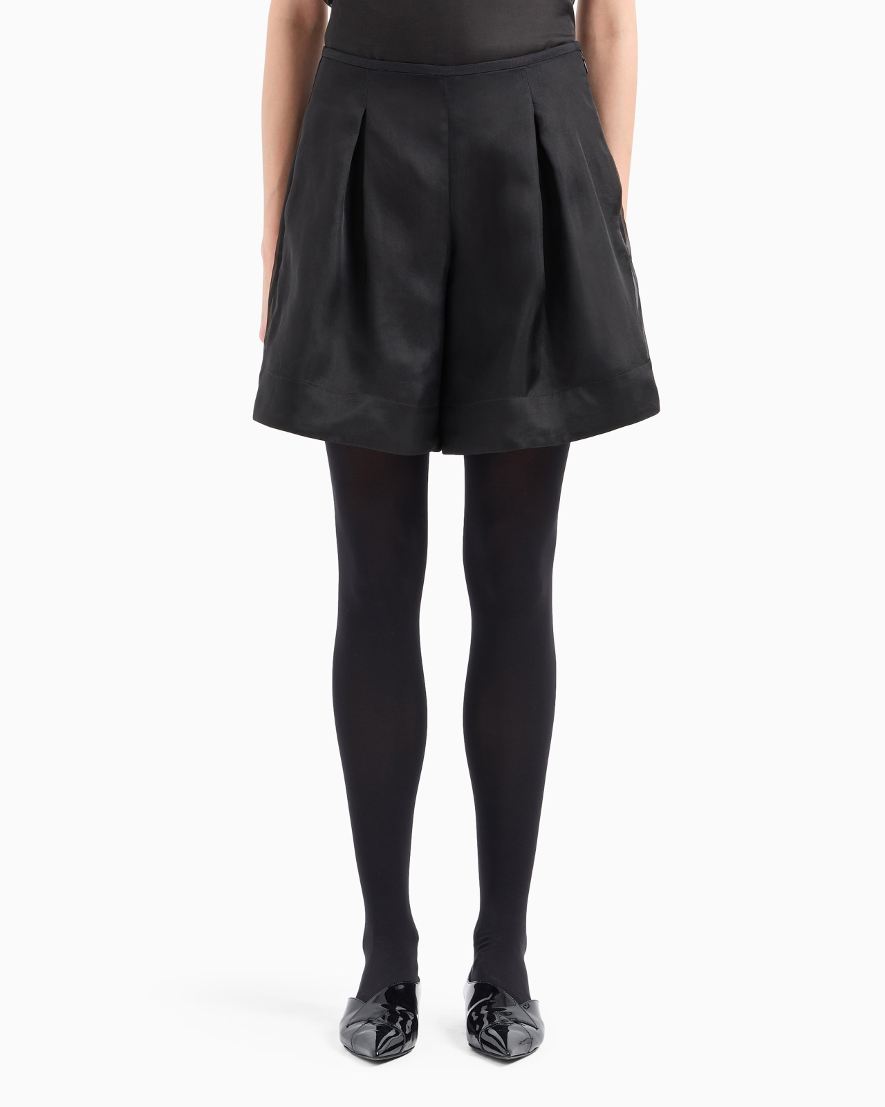 Moon Capsule collection silk organza shorts with godet pleats - 2
