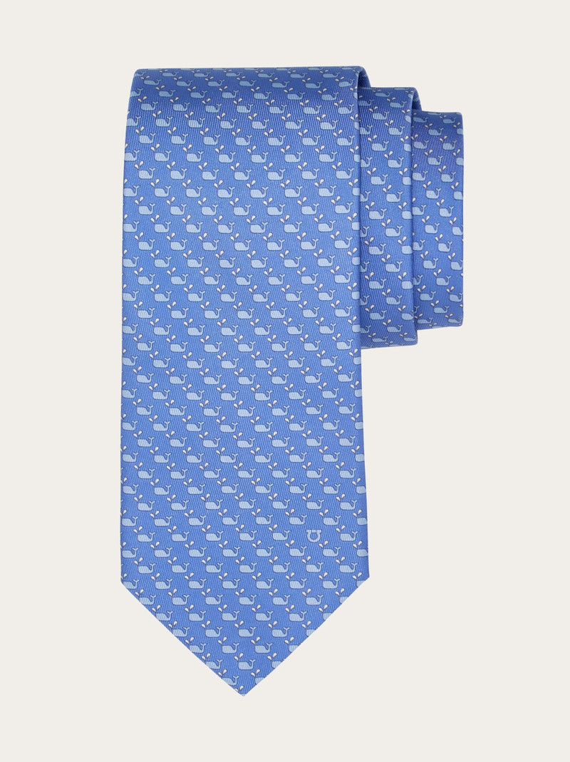 Whale print silk tie 1