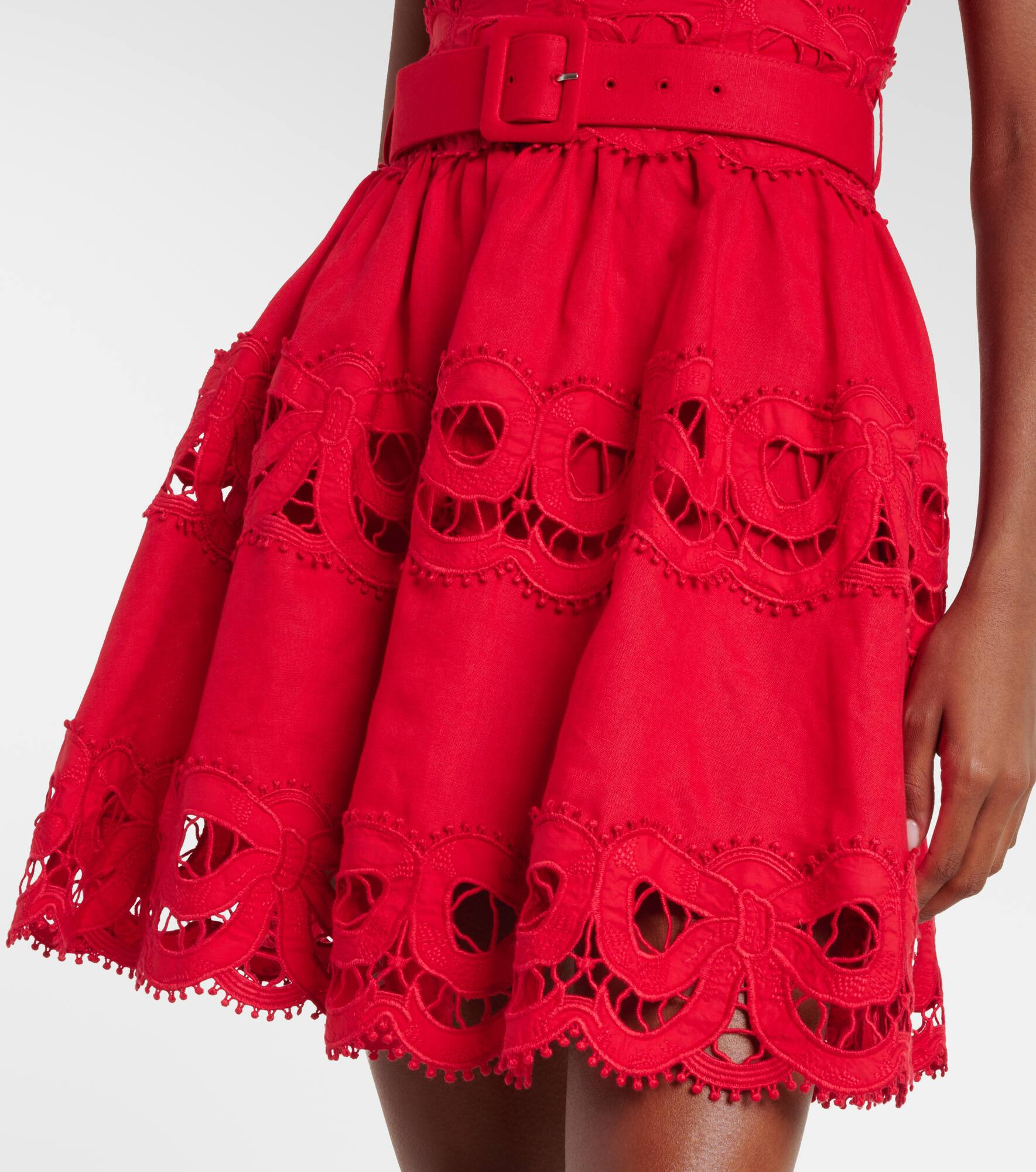 Cutout linen and cotton-blend minidress - 5