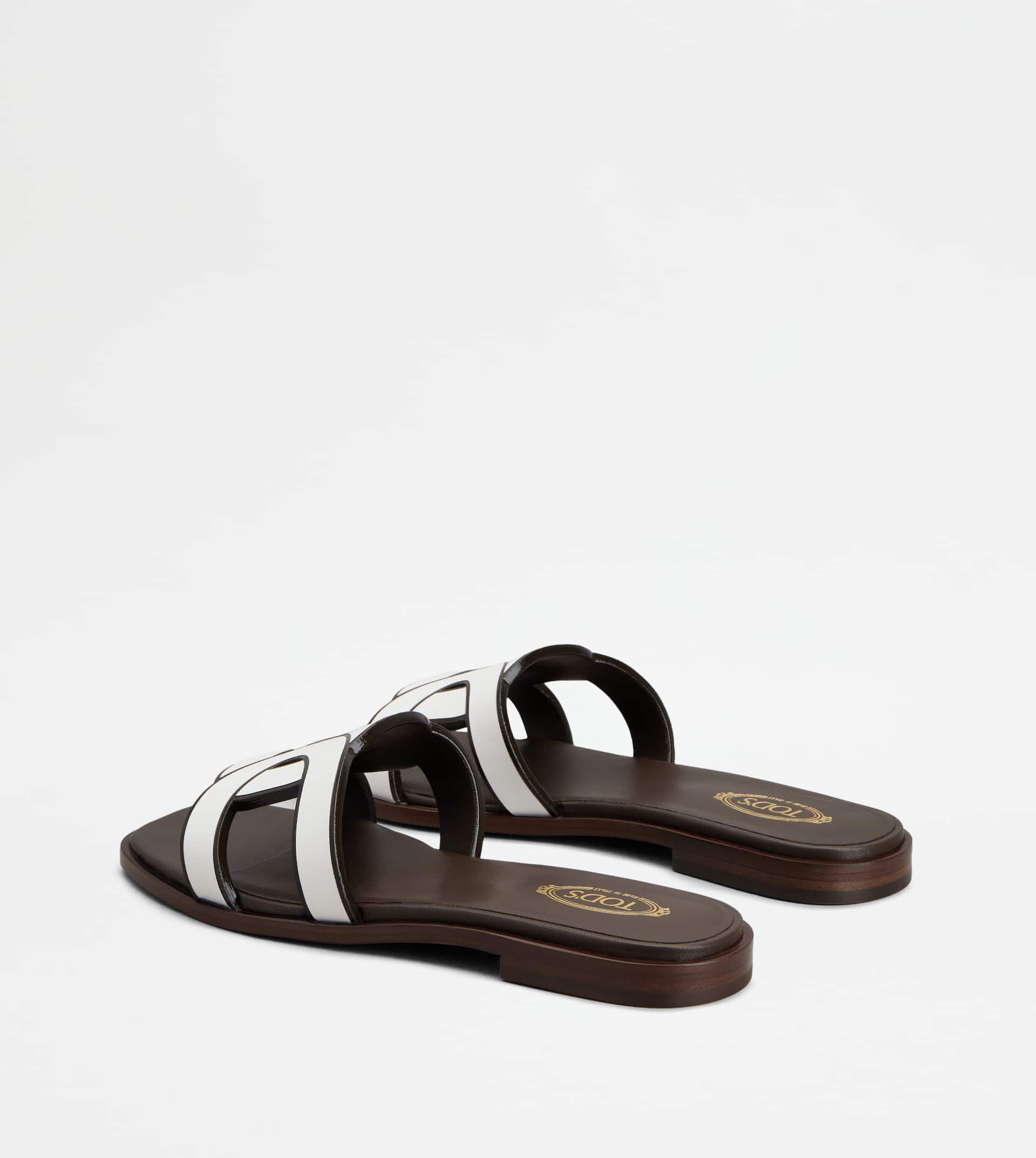 SANDALS IN LEATHER - WHITE - 3