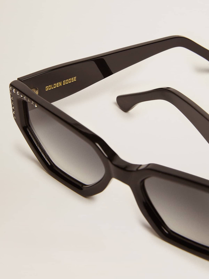 Golden Goose Sunglasses rectangular model with black frame and crystals outlook