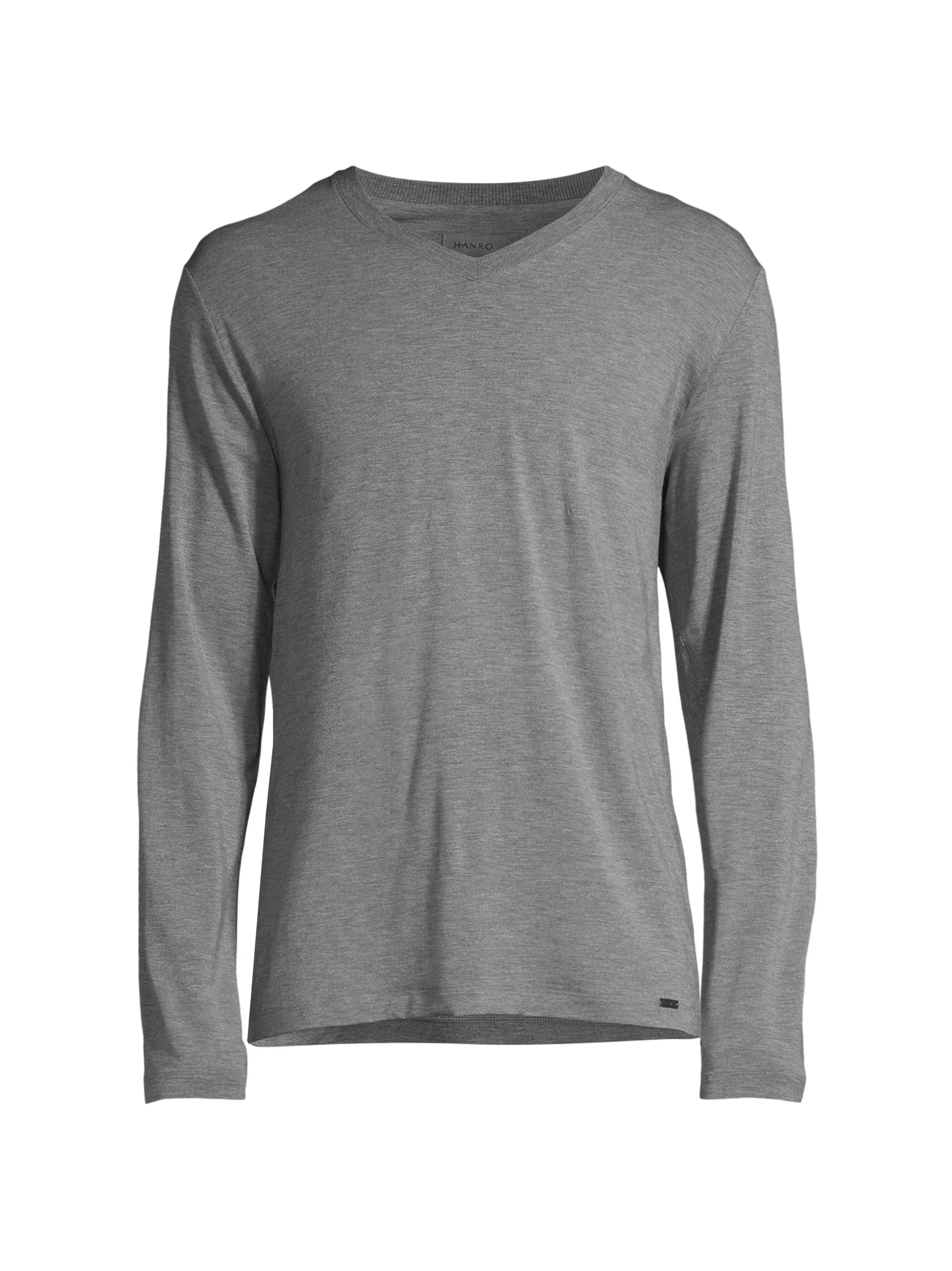 Men's Casuals Long-Sleeve V-Neck T-Shirt - Stone Melange - 1