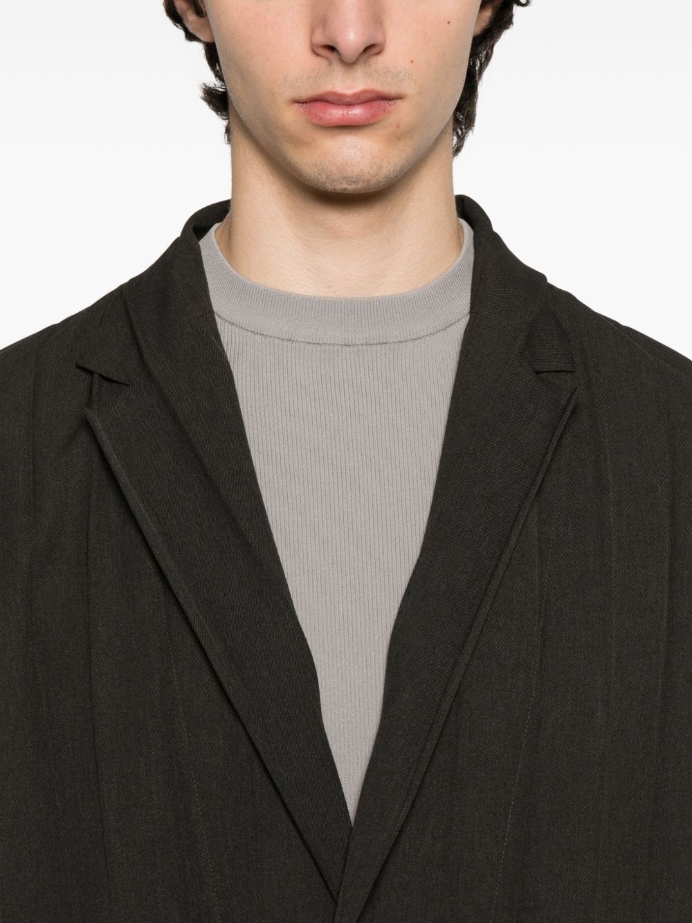 pleated single-breasted blazer - 5