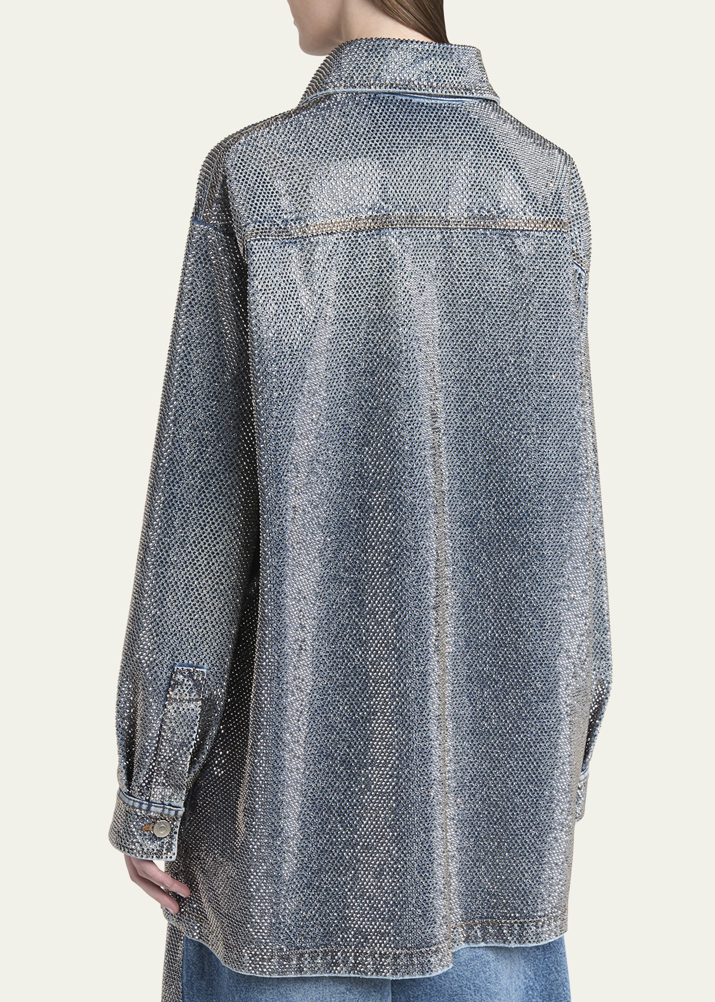 Crystal Hotfix Denim Overshirt - 3