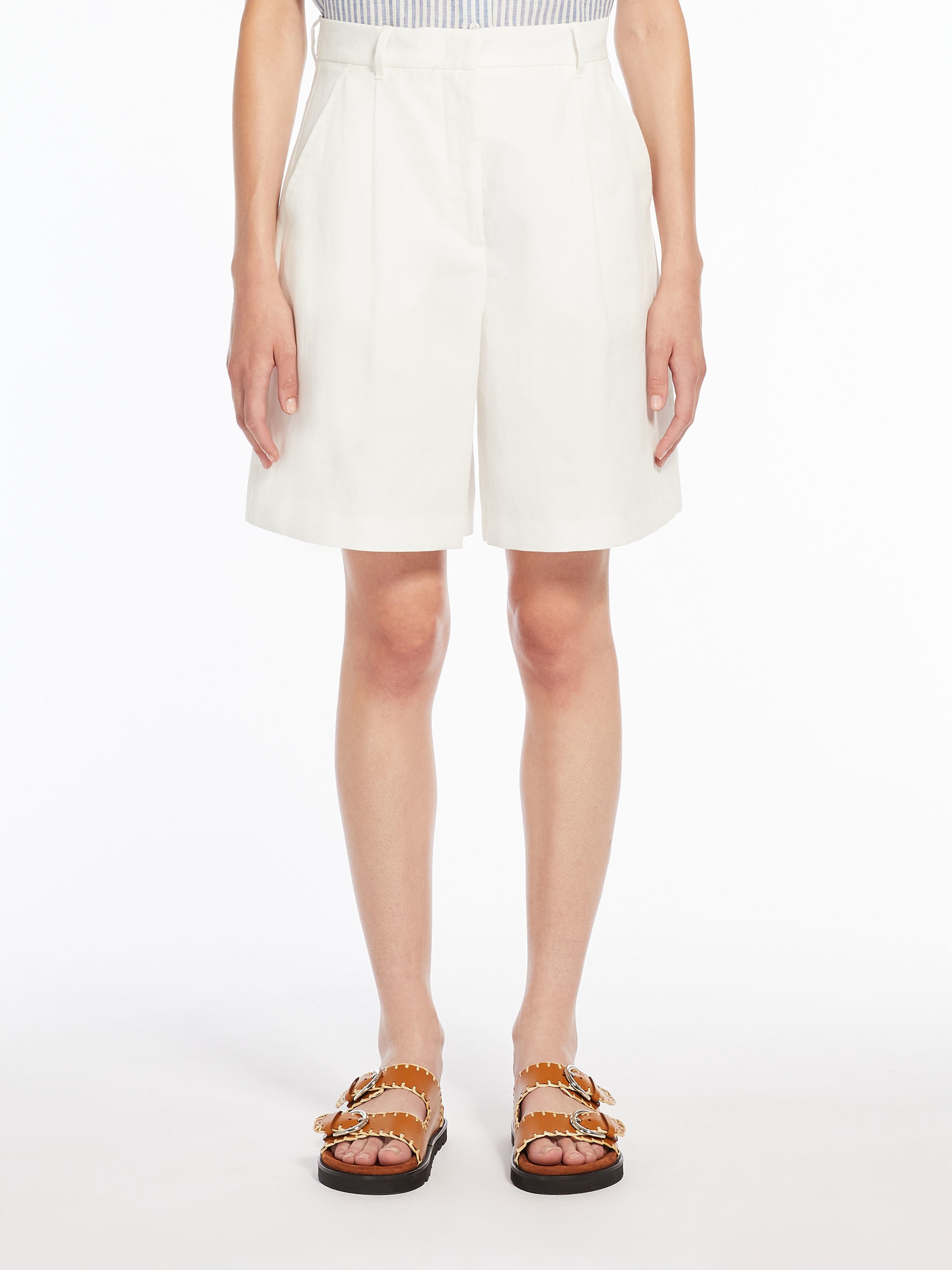 ECUBA Cotton and linen canvas Bermuda shorts - 3