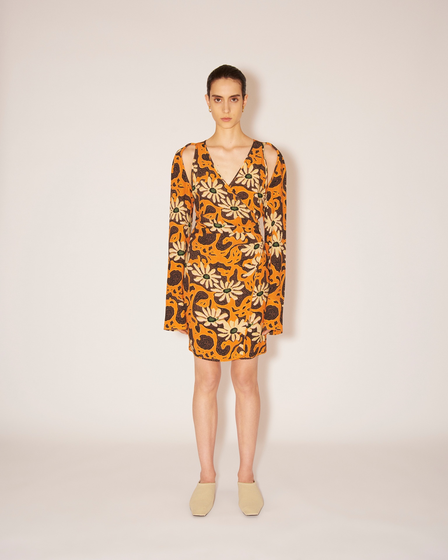 IRA - Crepe-viscose floral dress - Orange - 3