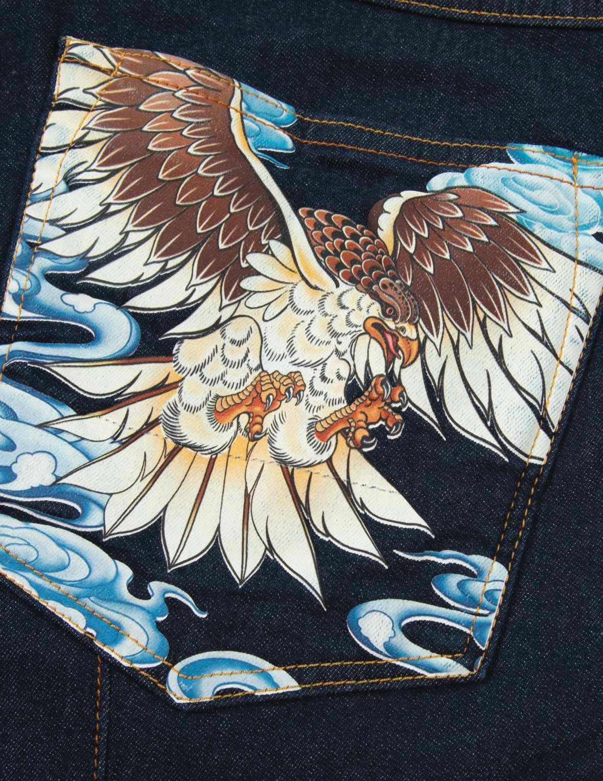 EAGLE PRINTED POCKET DENIM JOGGERS - 10