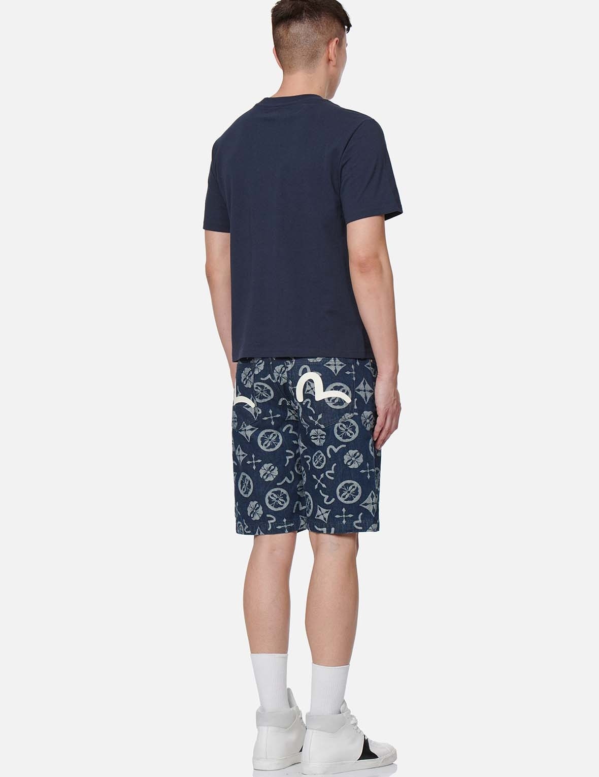 ALLOVER LOGO JACQUARD DENIM SHORTS - 5