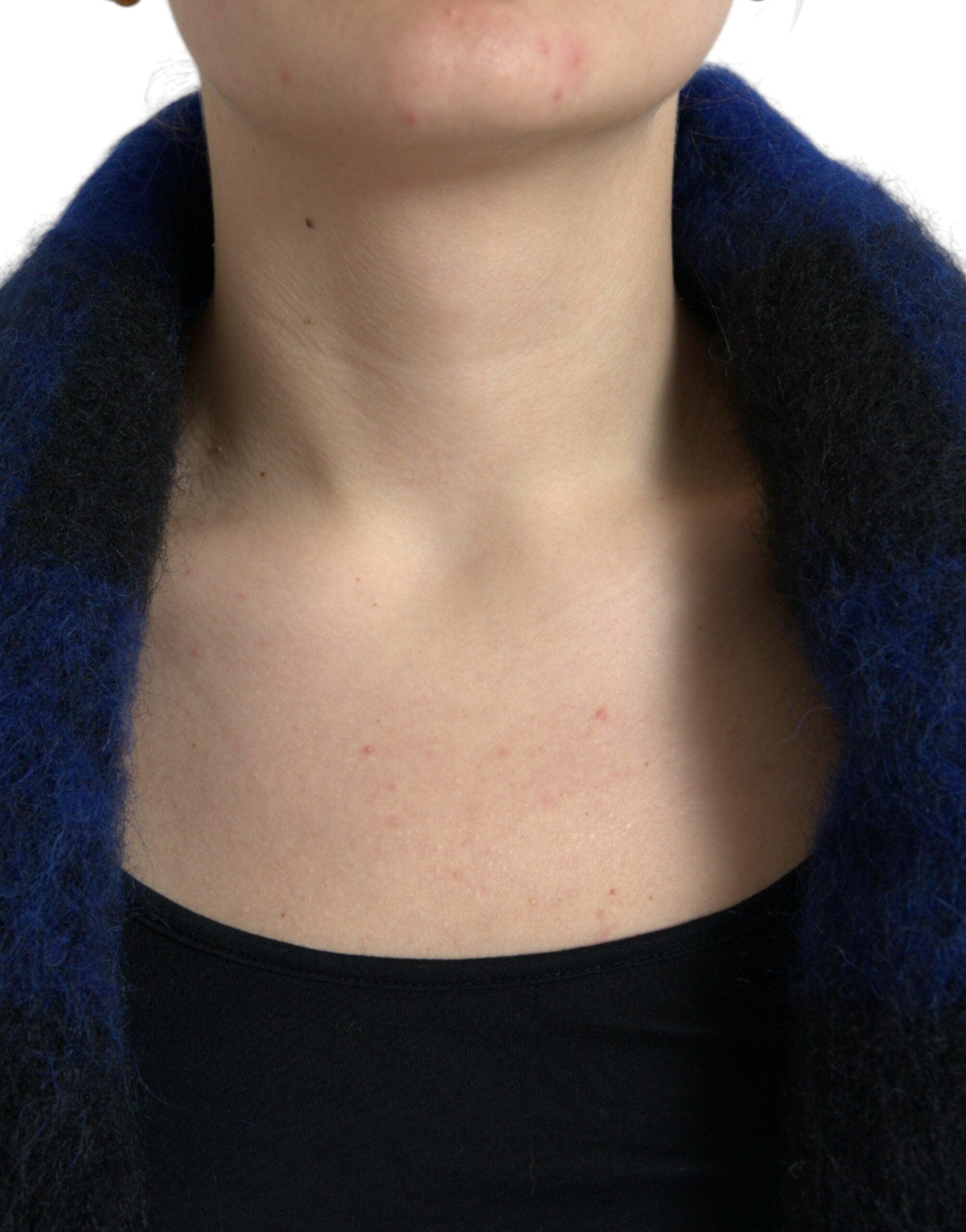 Dolce & Gabbana Black Blue Buffalo Check Poncho Coat Sweater - 4