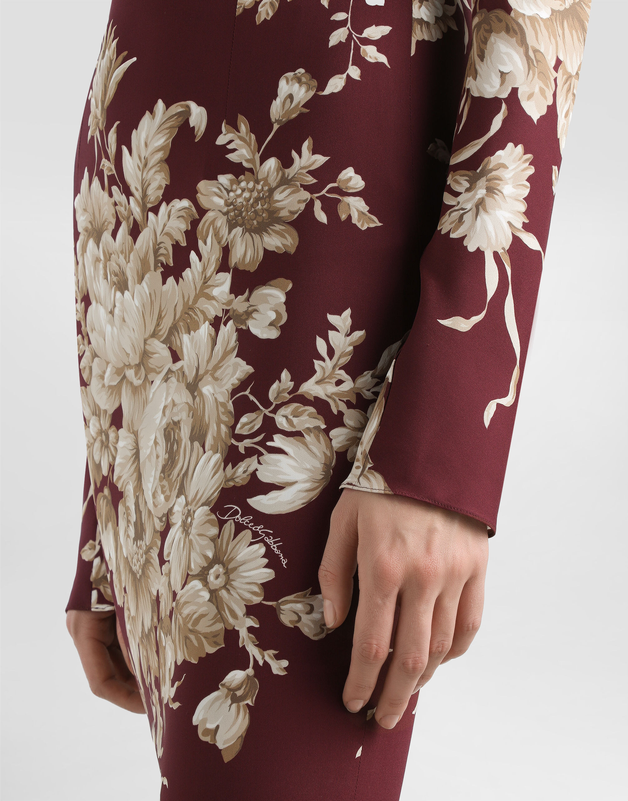 Rose-print charmeuse dress - 6