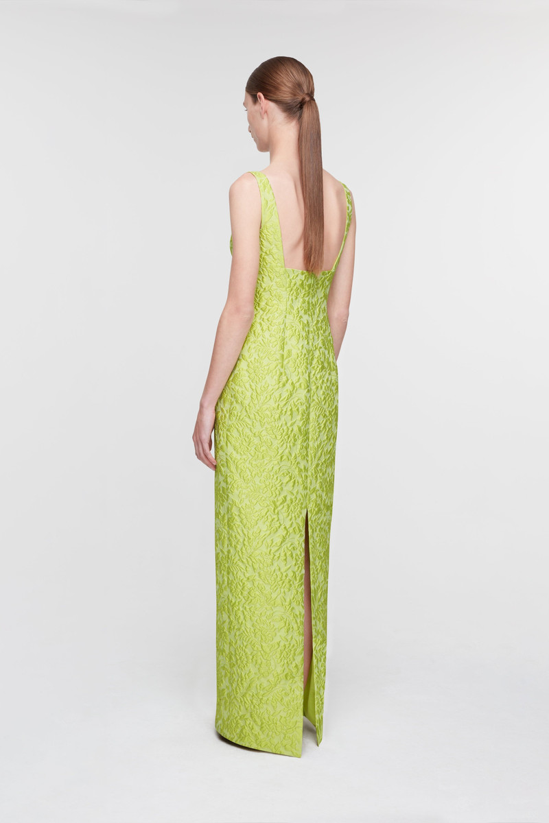 Micheline Dress in Lime Embossed Cloque 5