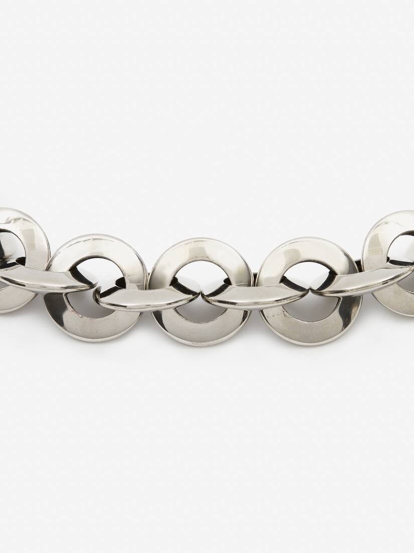 Women's Eyelet Chain Choker in Antique Silver - 2
