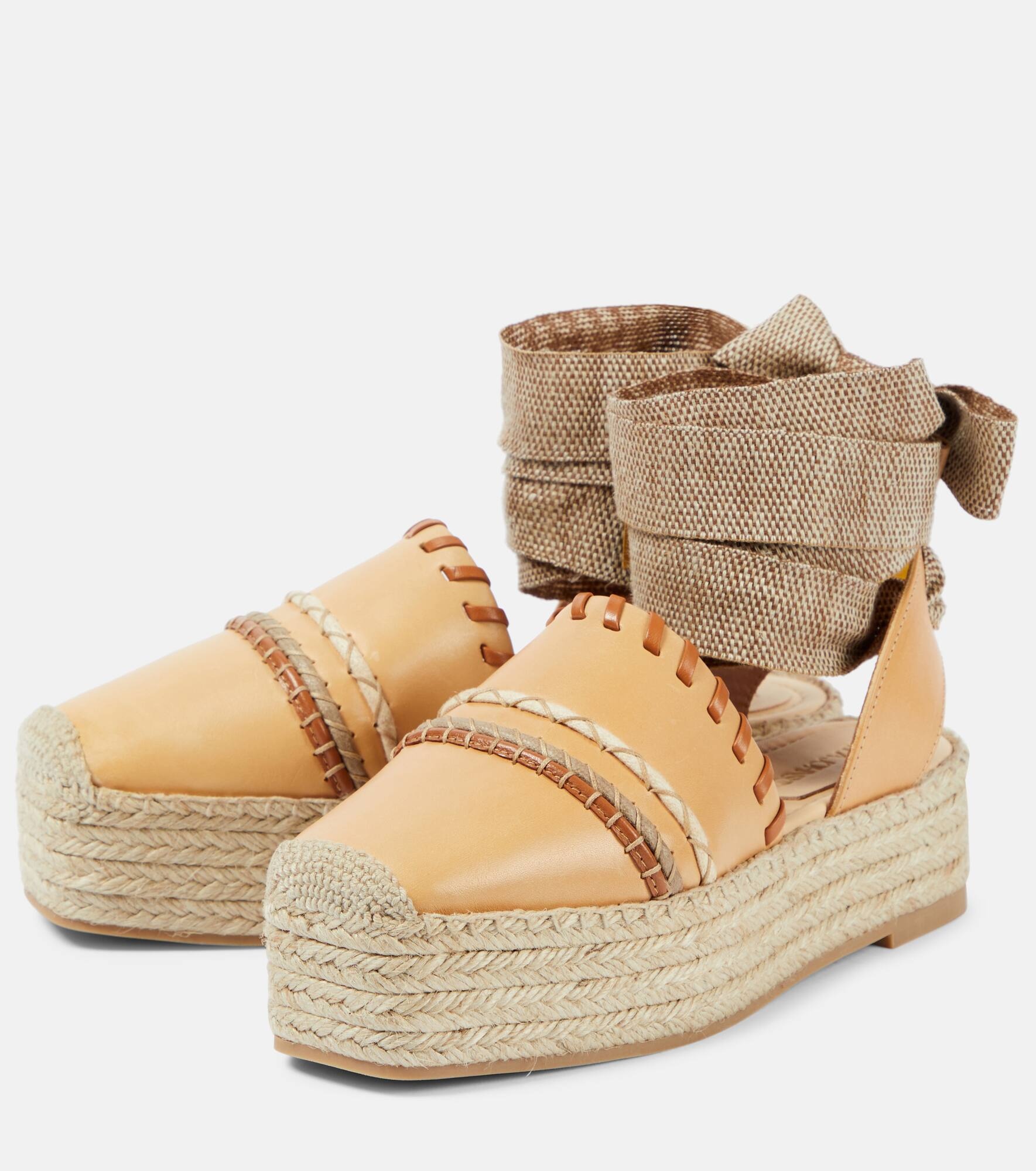Leather platform espadrilles - 5