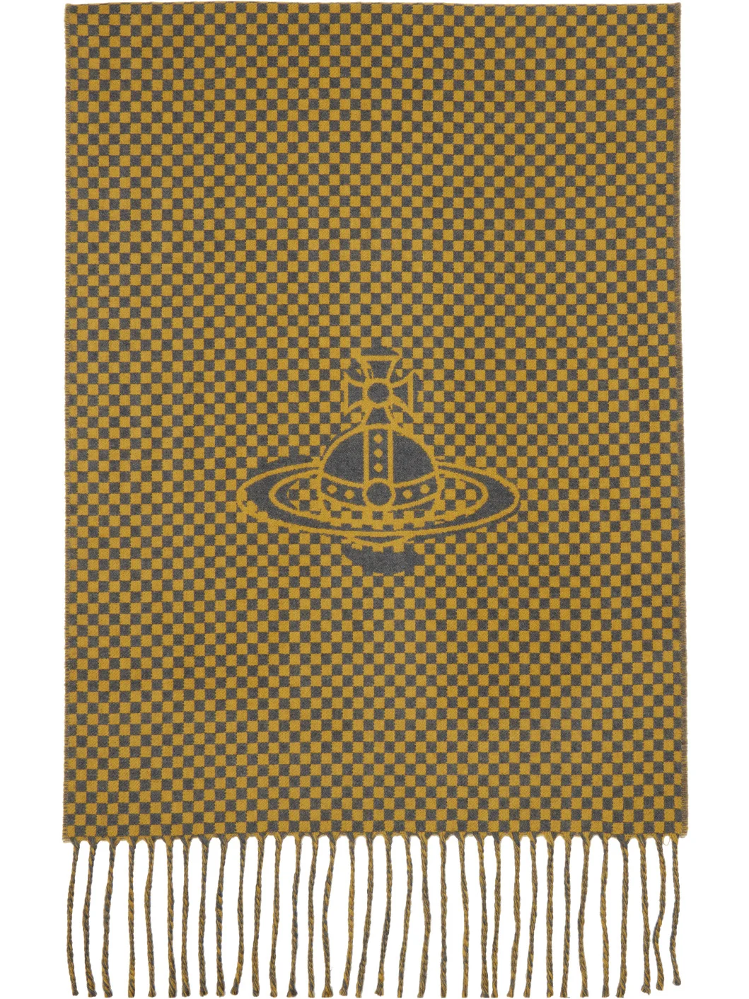 Yellow & Gray Checkmate Scarf - 1