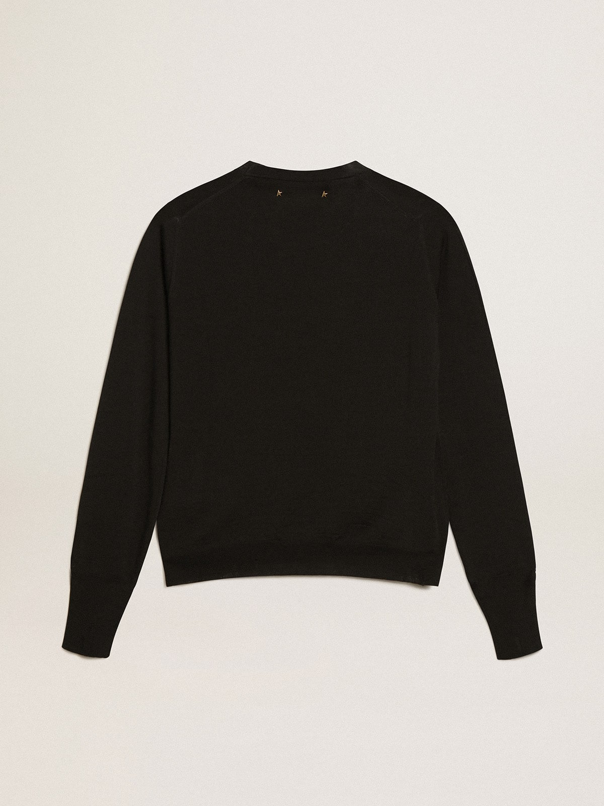 Women's round-neck sweater in black wool - 5