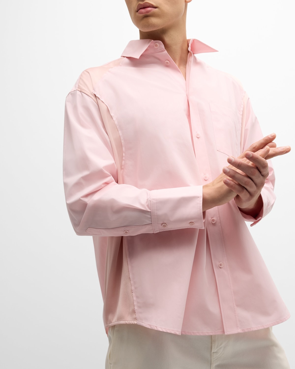 Men's Sport Shirt with Satin Inserts - 6