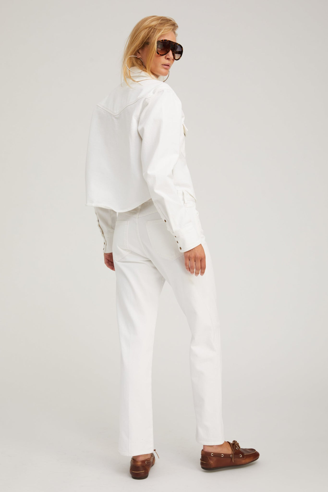 SOPHIA DENIM CROPPED WESTERN BUTTON DOWN - 6