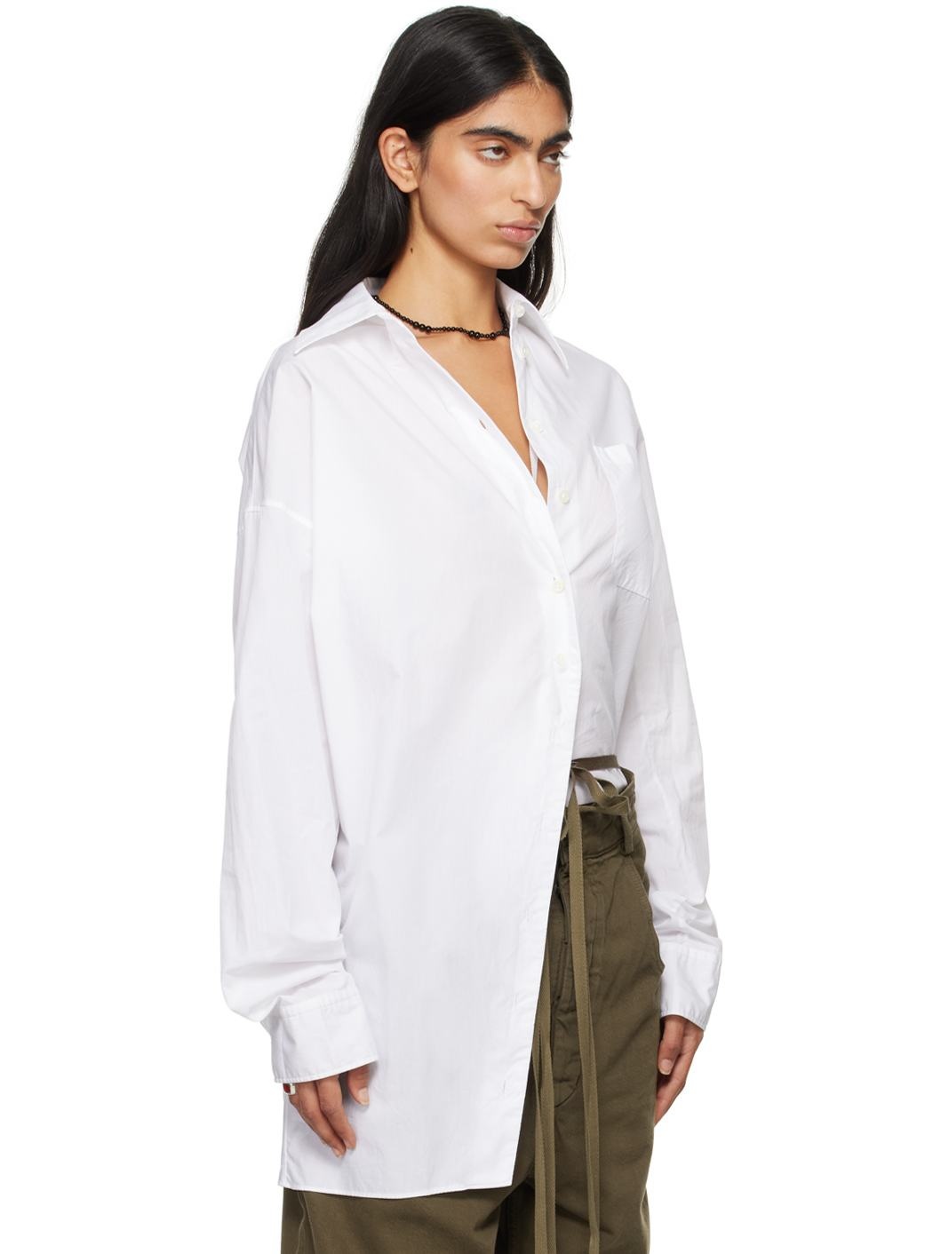 White Daria Drop Shoulder Shirt - 2