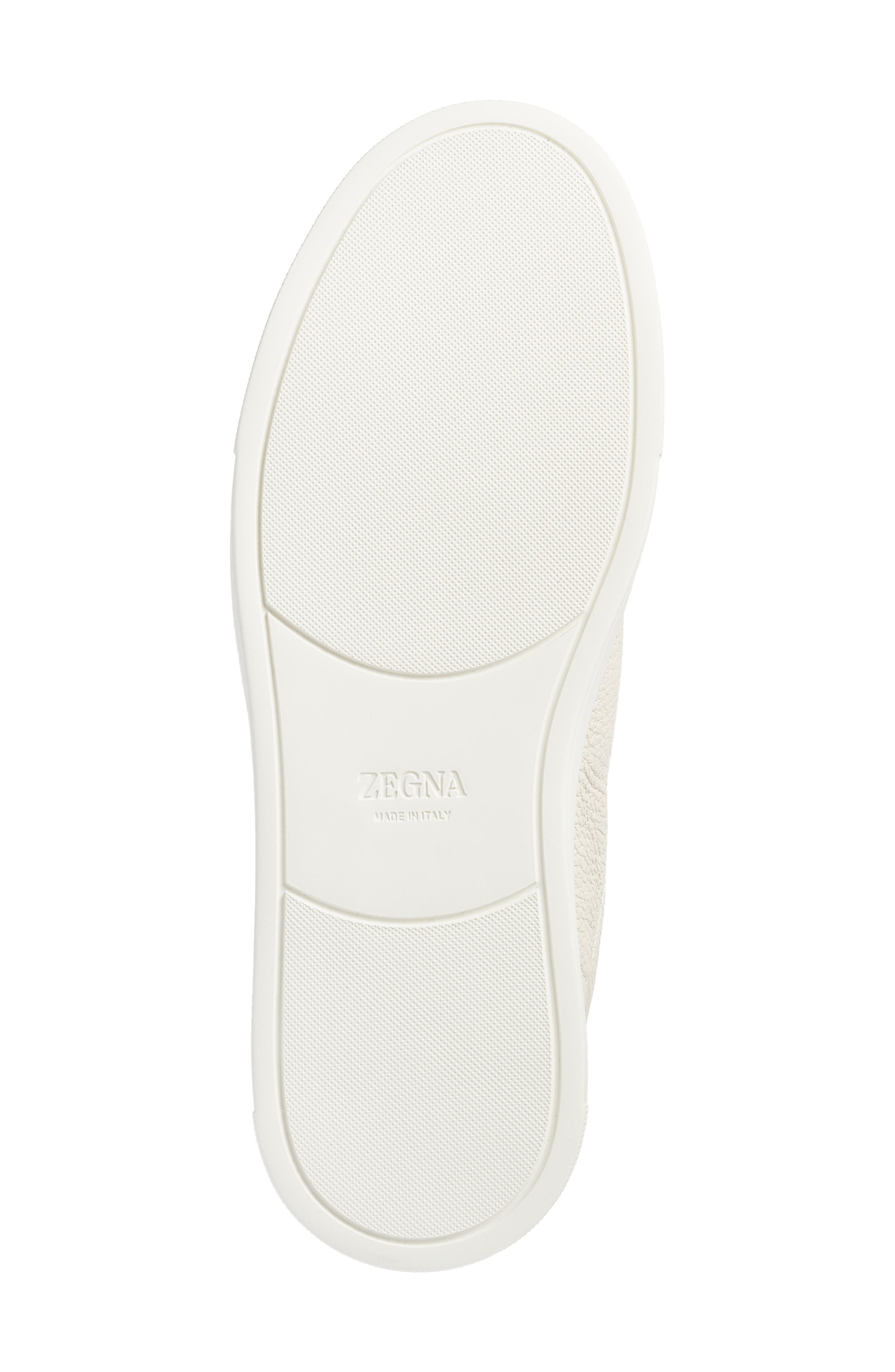 ZEGNA Triple Stitch Deerskin Leather Slip-On Sneaker in White at Nordstrom - 6