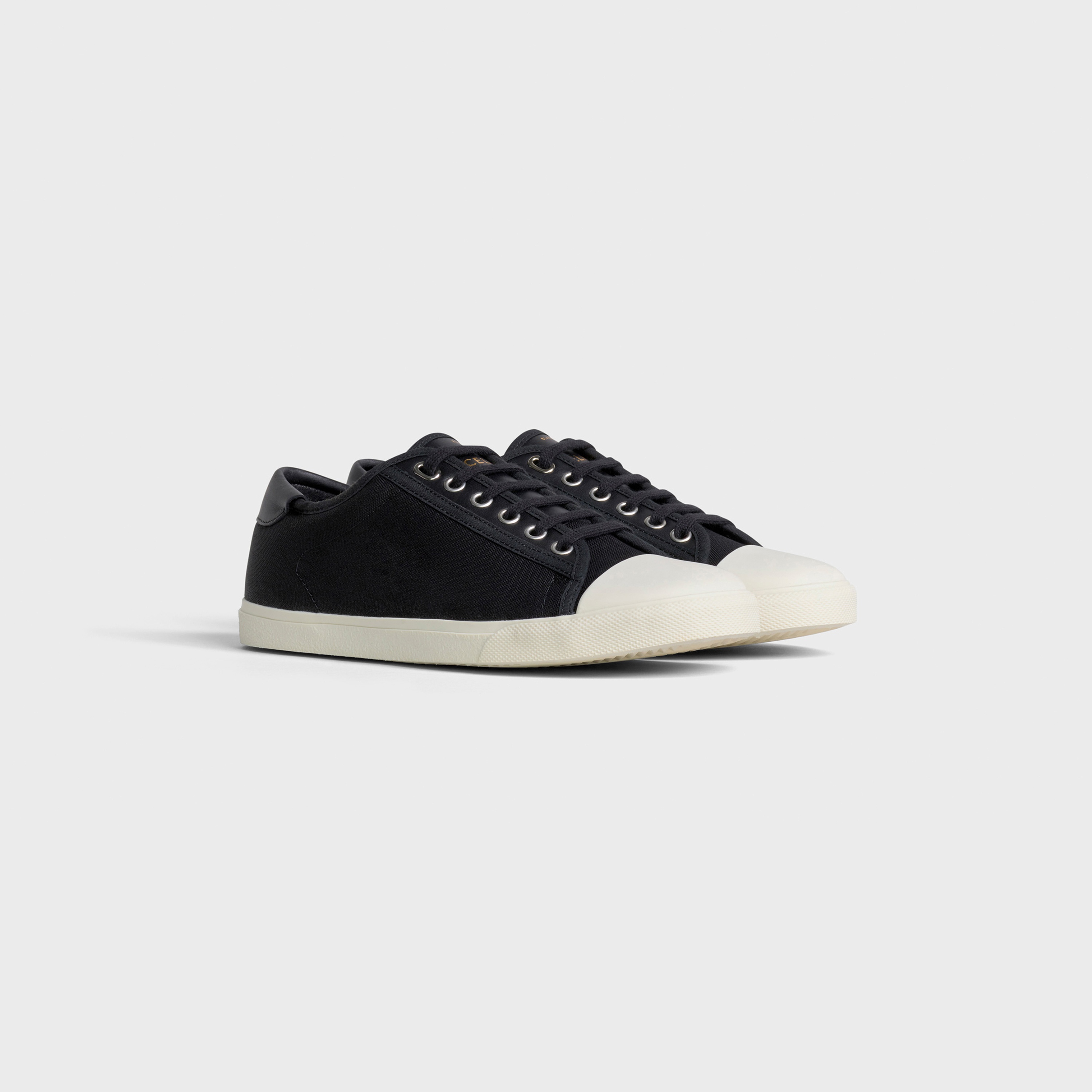 LOW LACE-UP SNEAKER CELINE BLANK IN CANVAS AND CALFSKIN - 2