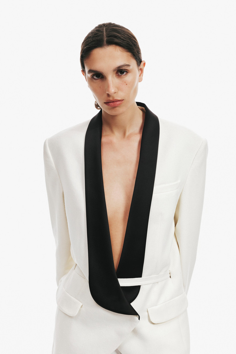 Tuxedo Contrast Silk Blazer 6