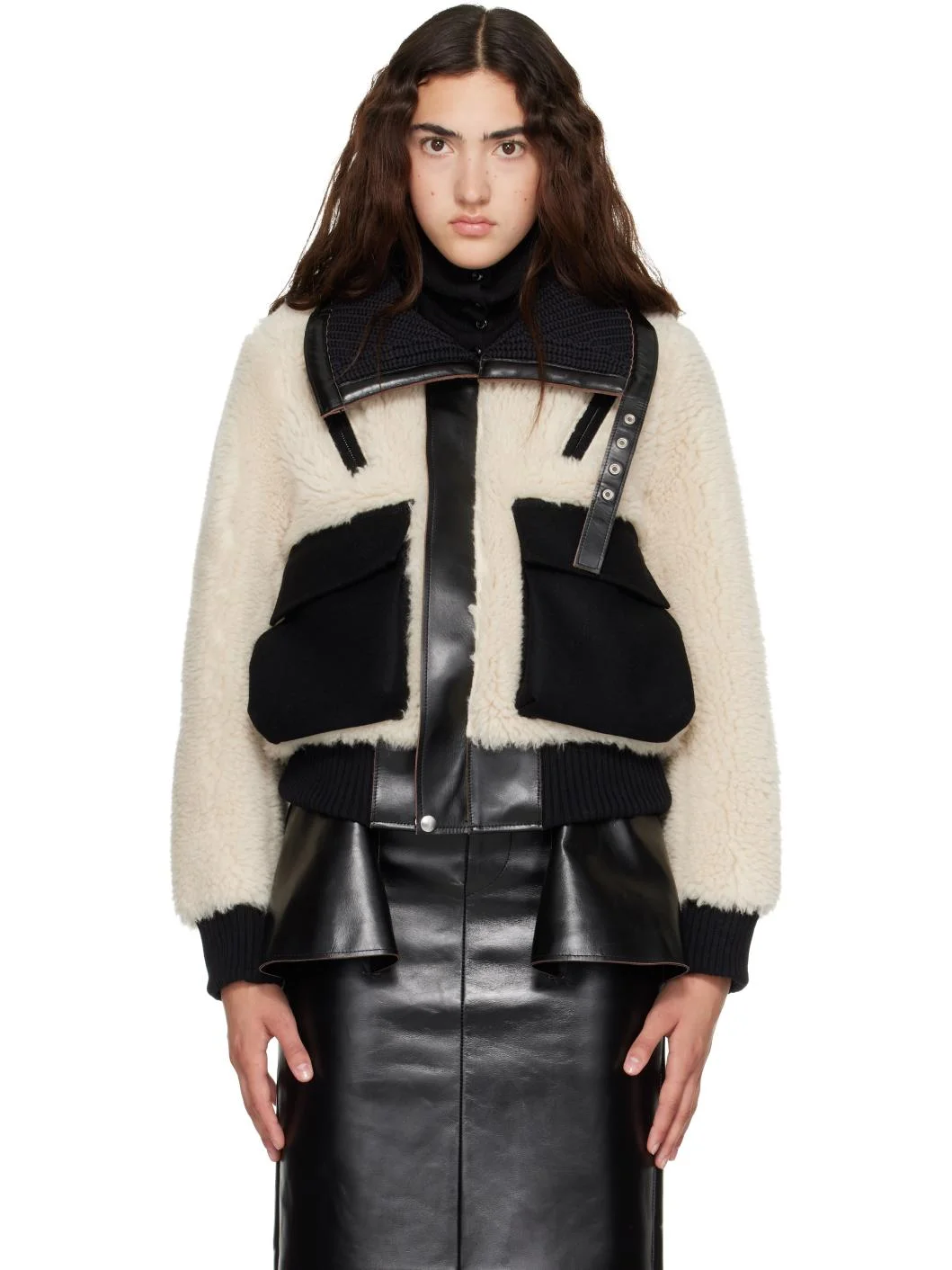 Off-White Wool Faux Shearling Blouson Jacket - 1