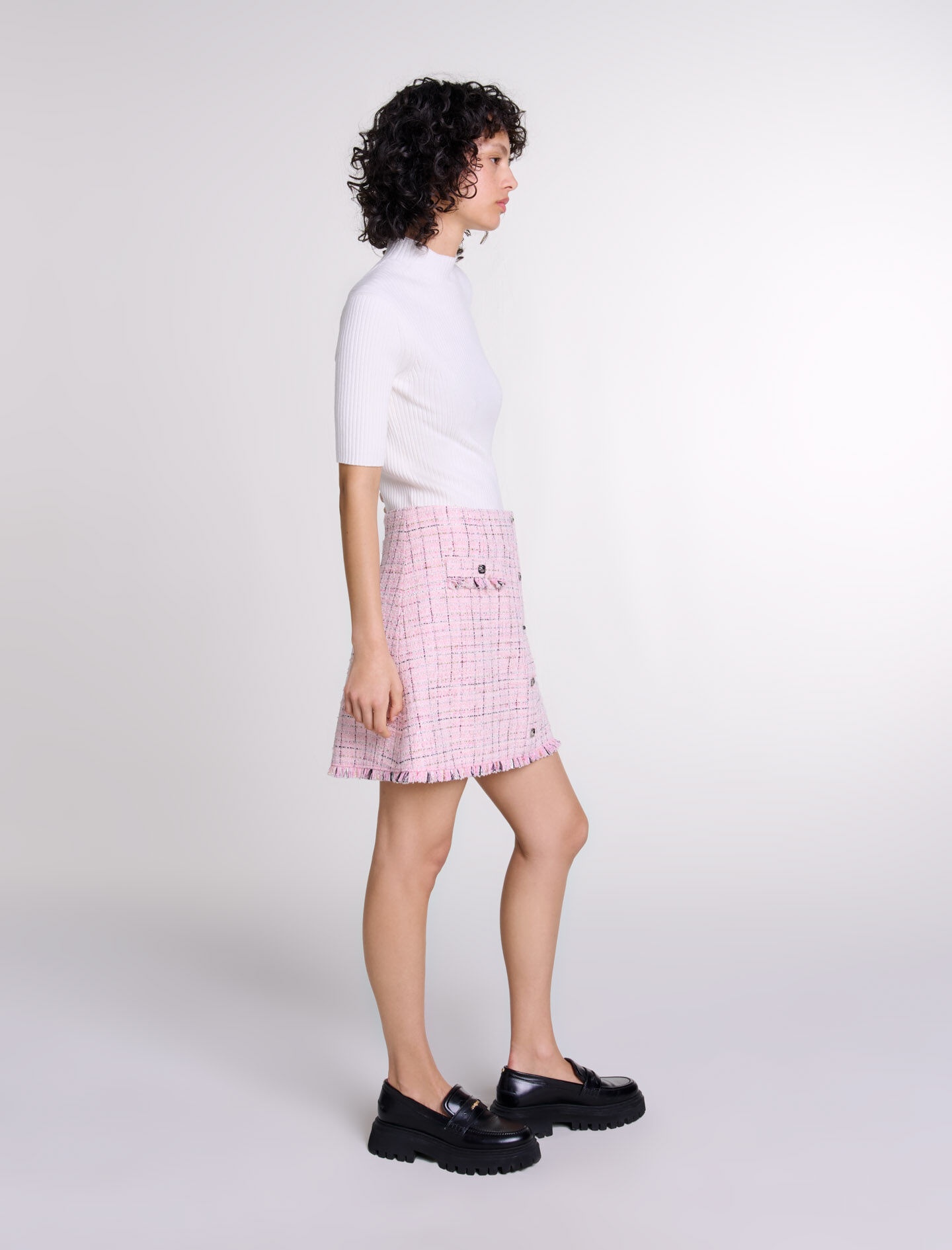 Tweed skirt with belt - 3