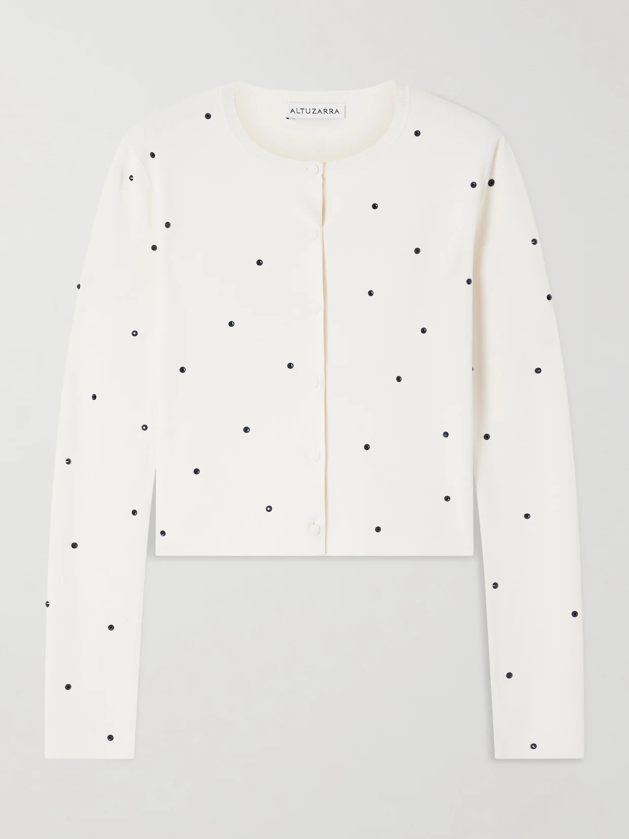 Dorrie Cropped Crystal-embellished Knitted Cardigan - 1