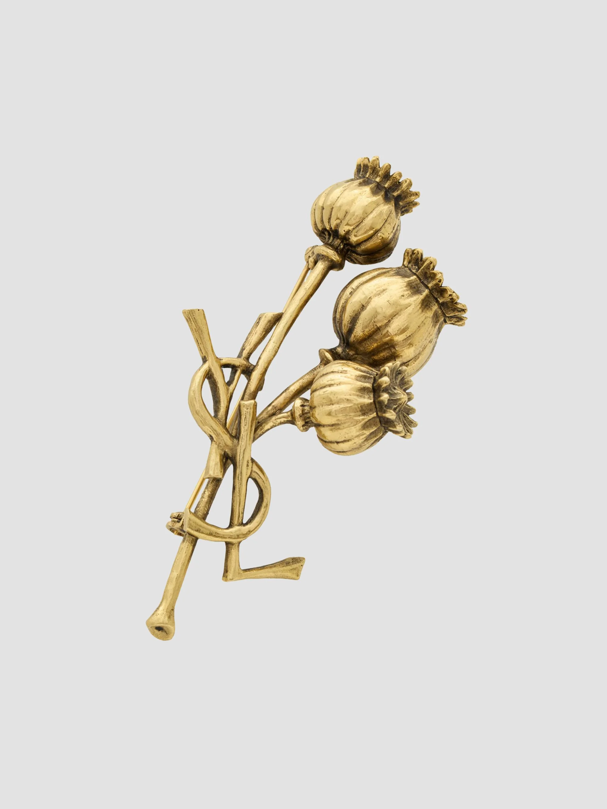 Women's Cassandre Poppy Brooch in Metal - Patinated Gold - 1