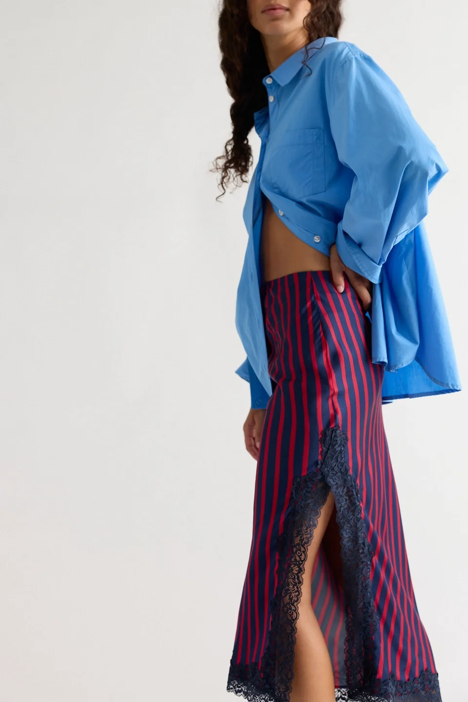 Bias Behavior Stripe Midi Skirt - 1