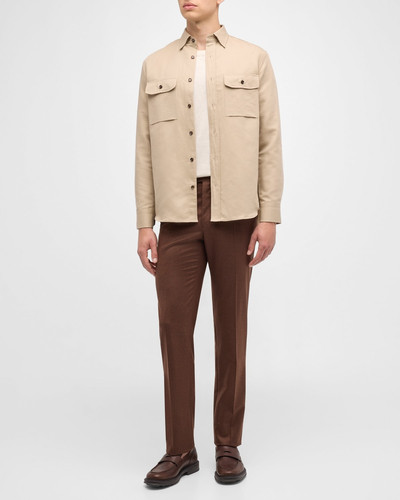 Brioni Men's Linen-Cotton Military Overshirt outlook